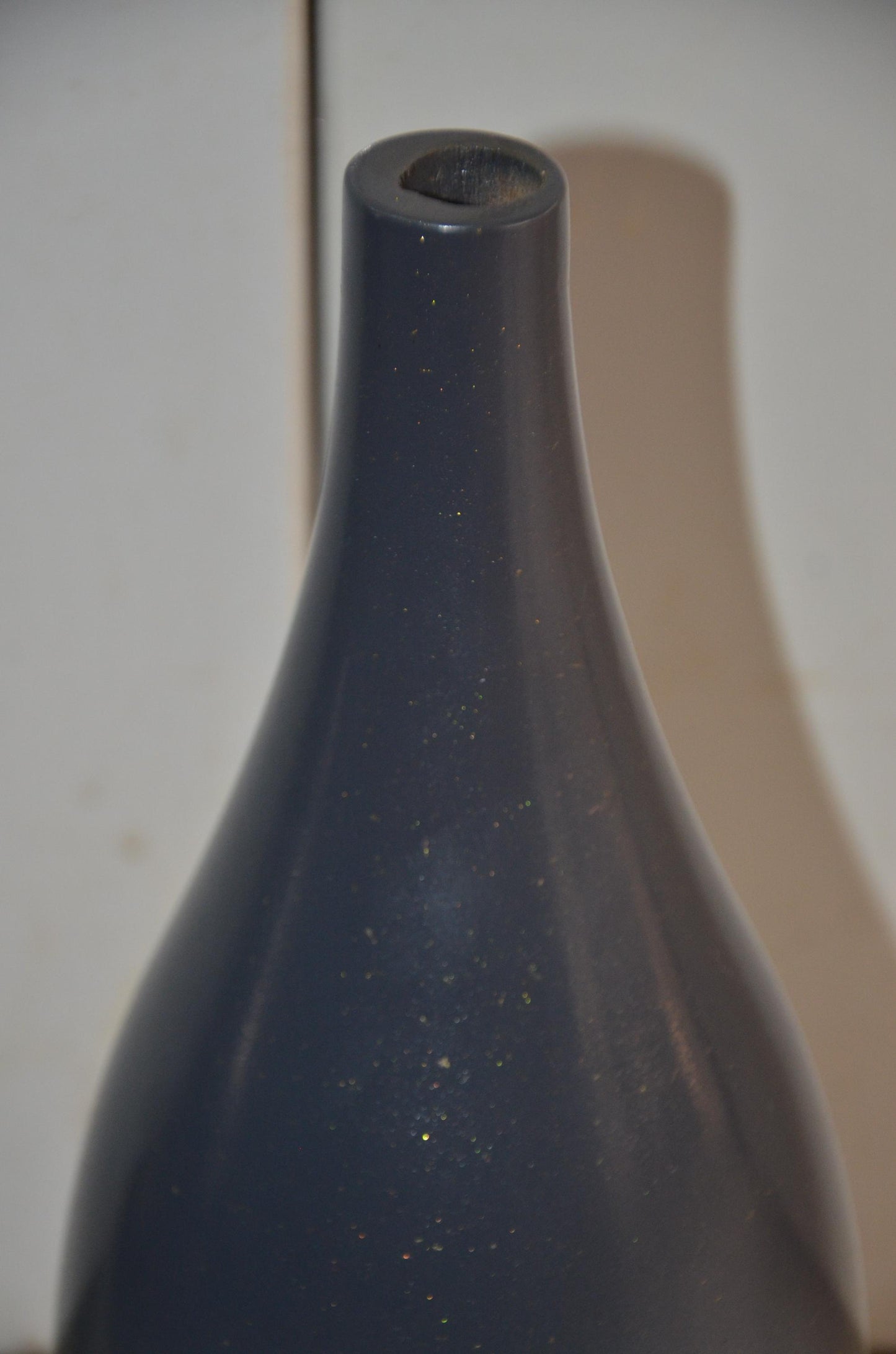 Tall Wooden Floor Vase | Charcoal Grey and Cream Long Neck Bottle Vase