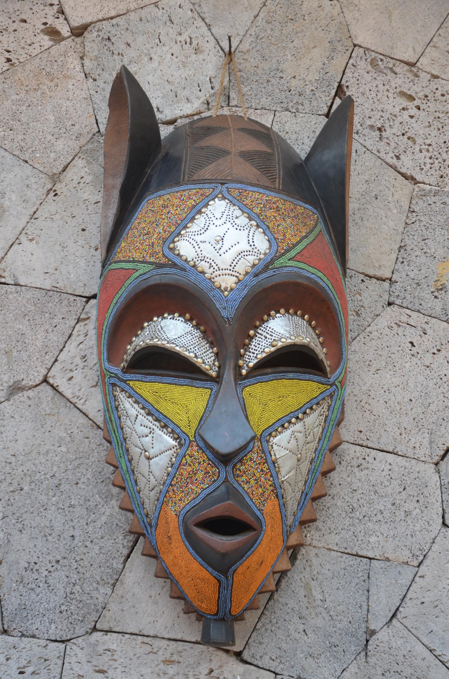Bakota-Inspired African Mask | Large Geometric Wall Art