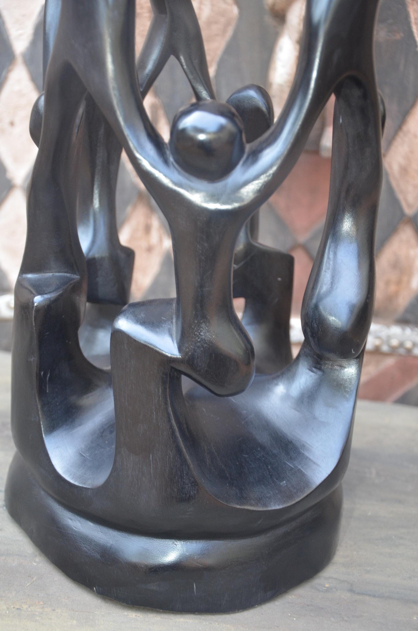 Hand-Carved African Abstract Family Ascent Sculpture