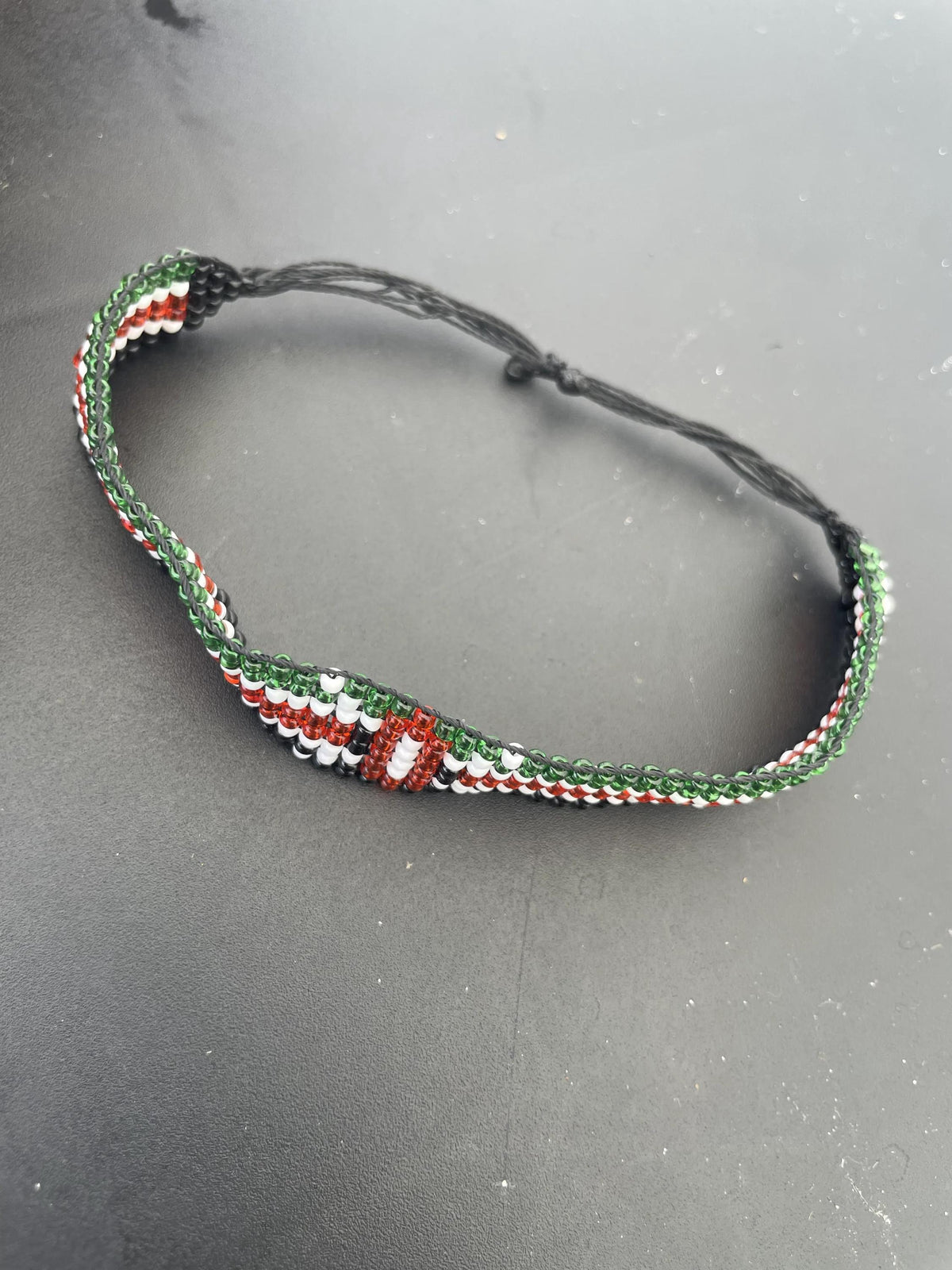 Kenyan Flag Beaded Bracelet â€“ Handmade African Jewelry, Black Red Green & White