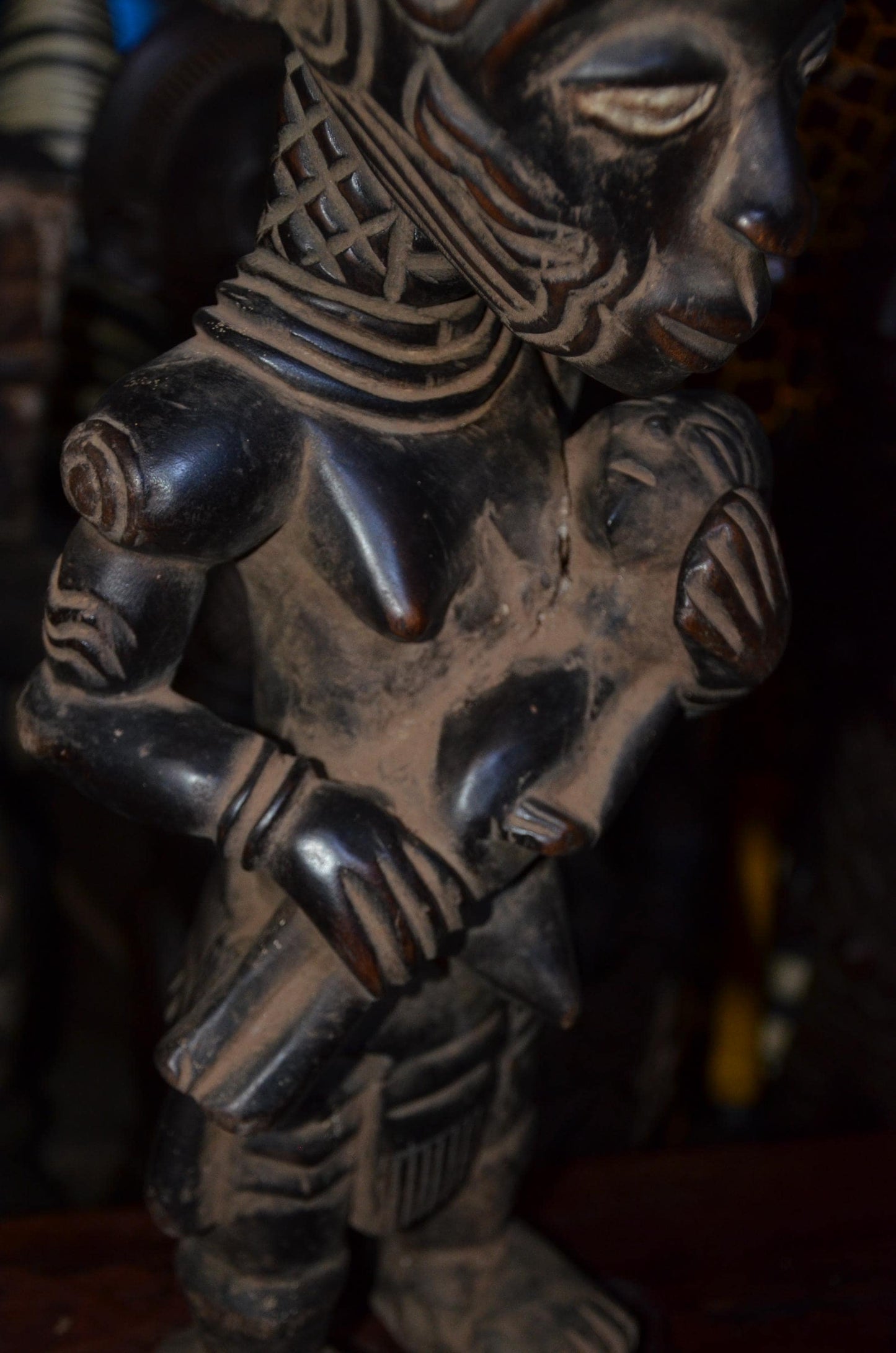 Authentic Lulua Maternity Figure | Bena Lulua Sculpture | African Tribal Art