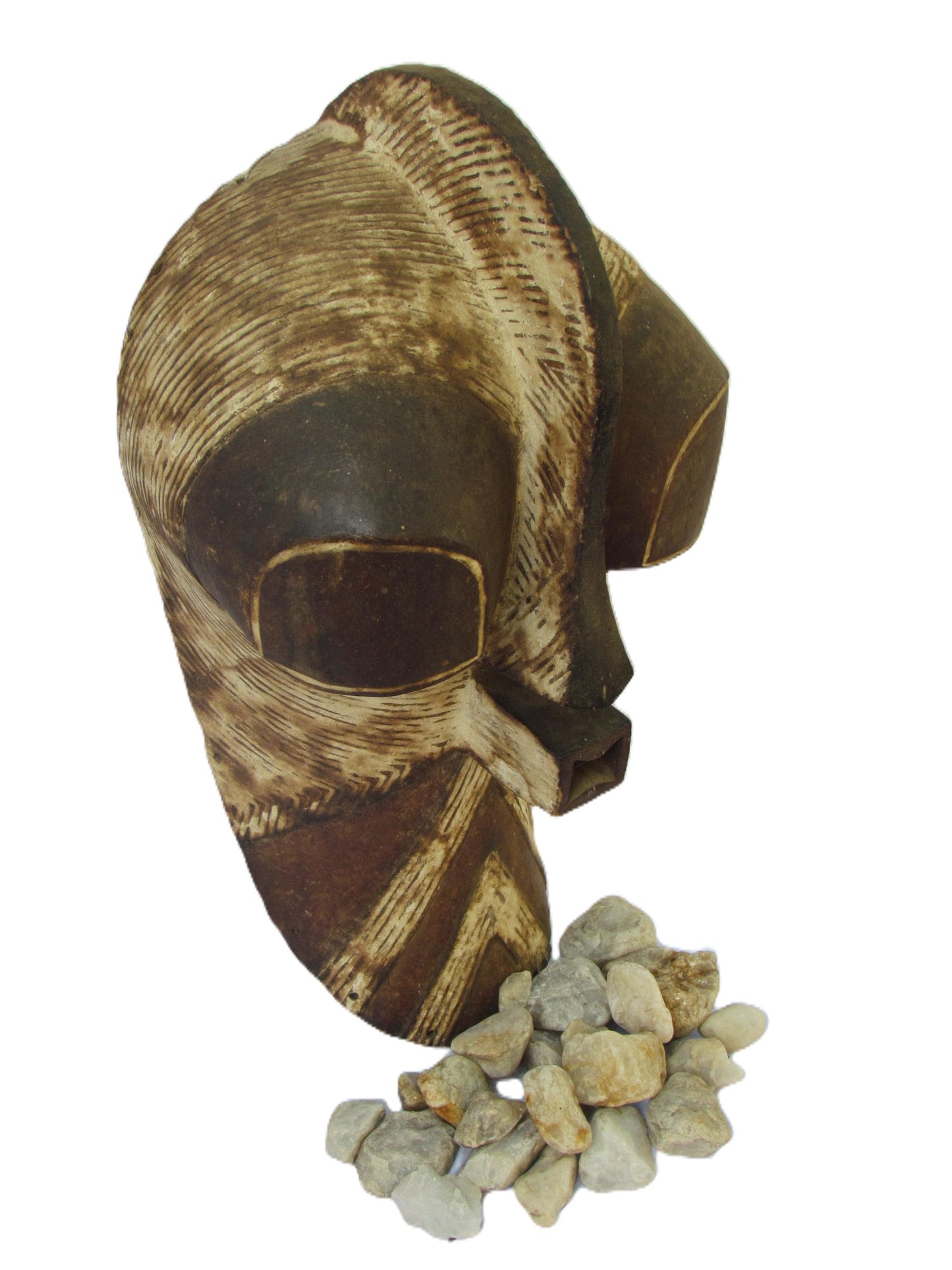 Authentic Songye Kifwebe Tribal Mask, Hand-Carved Congo African Face Mask, Bantu Art Wall Decor, Large Wooden Mask