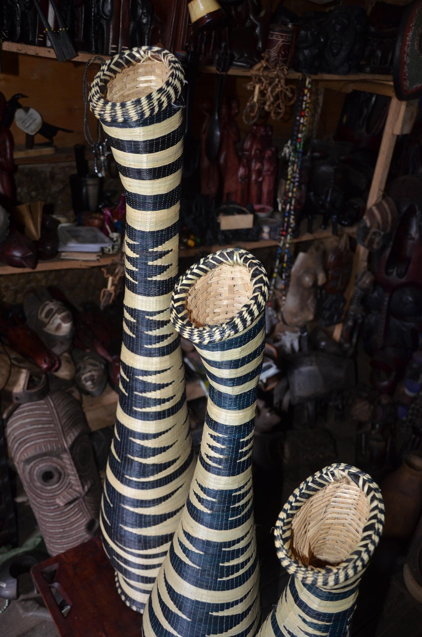 Traditional Rwandan Woven Floor Vases - 48" Large Statement Sisal Vases, Authentic Agaseke, High-End African Woven Art Set.