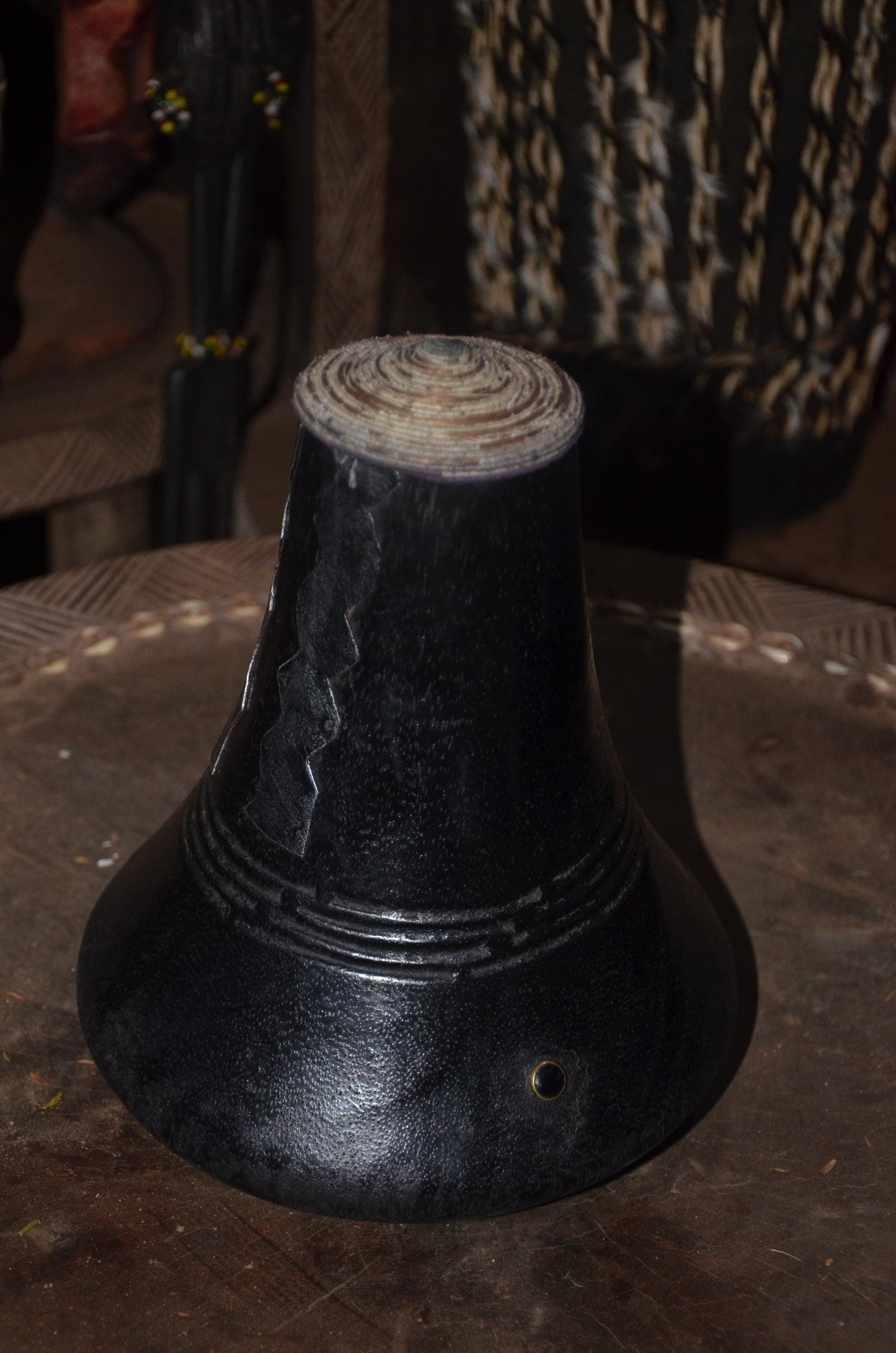 Handcrafted Rwandan Icyansi Wooden Milk Pot | Traditional Heritage Dairy Vessel