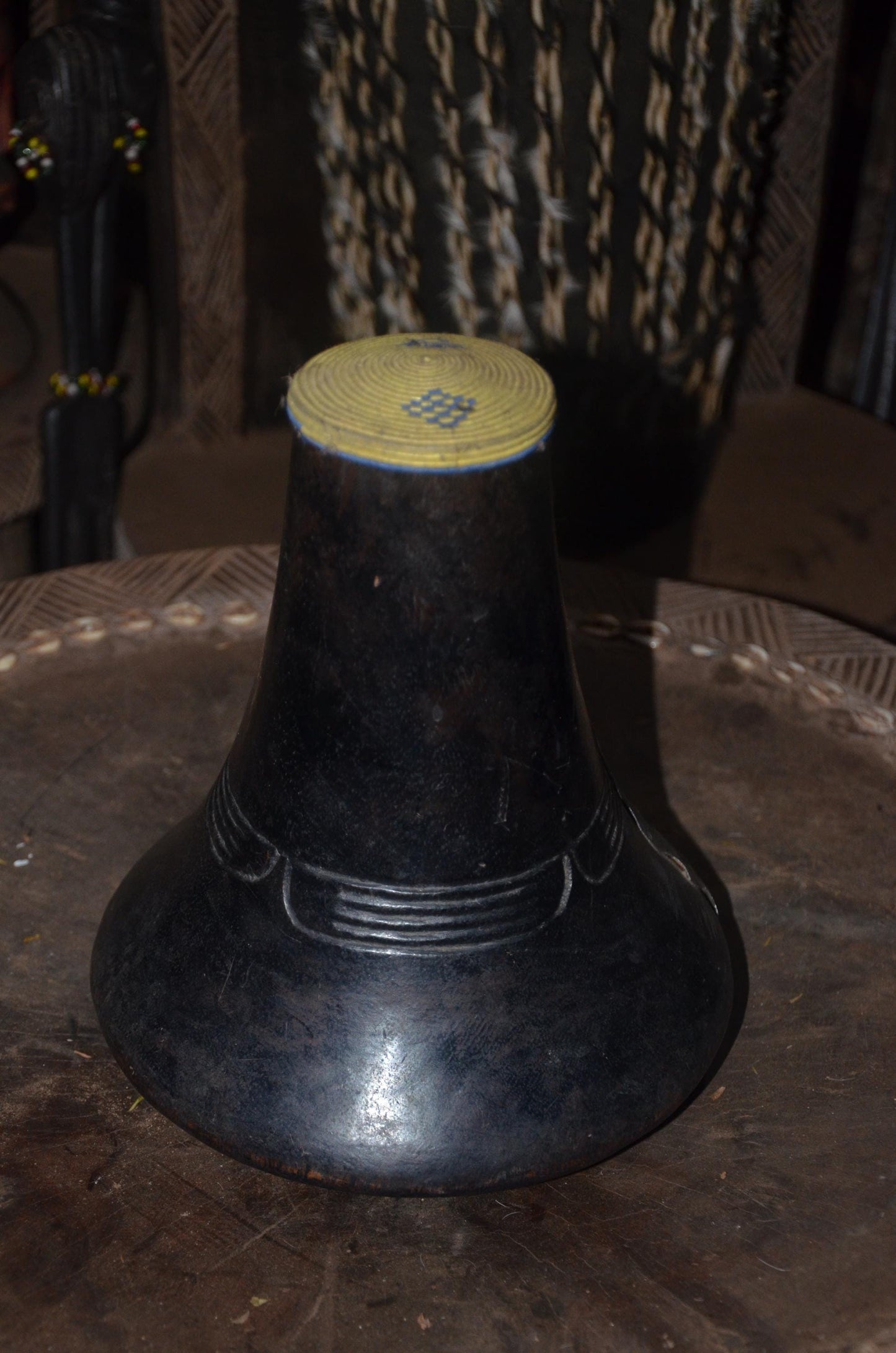 Traditional Rwandan Icyansi Wooden Milk Container | Hand-Carved Heritage Dairy Art