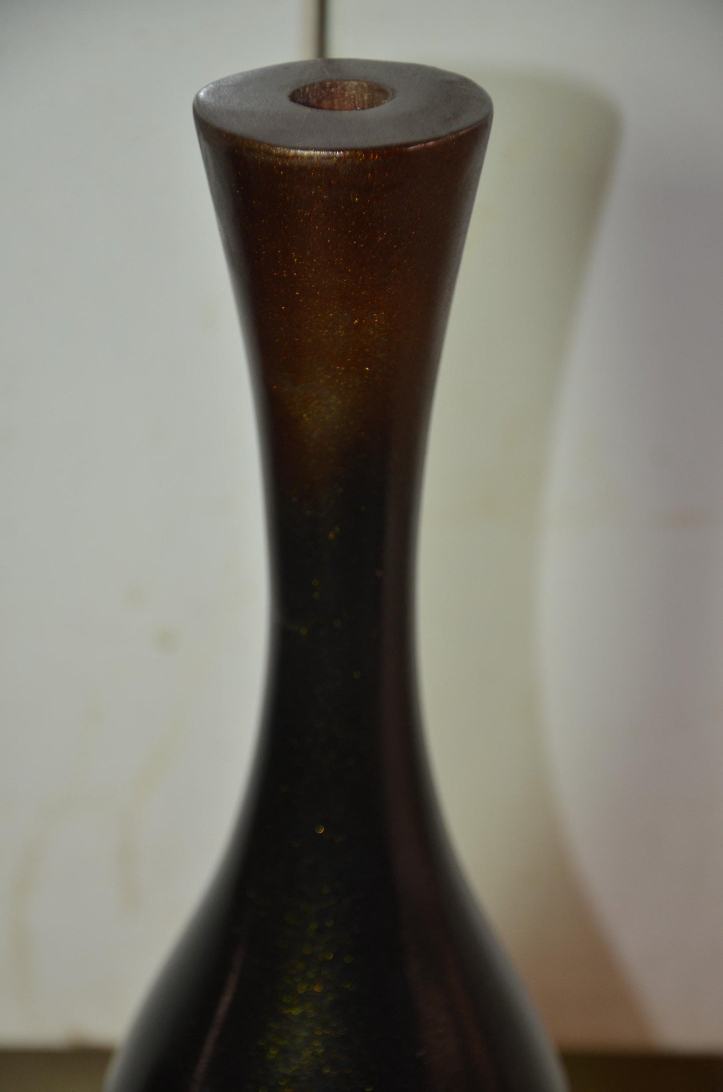 Tall Wooden Floor Vase | Metallic Bronze Black Ombre Trumpet Vessel, Nordic Decor