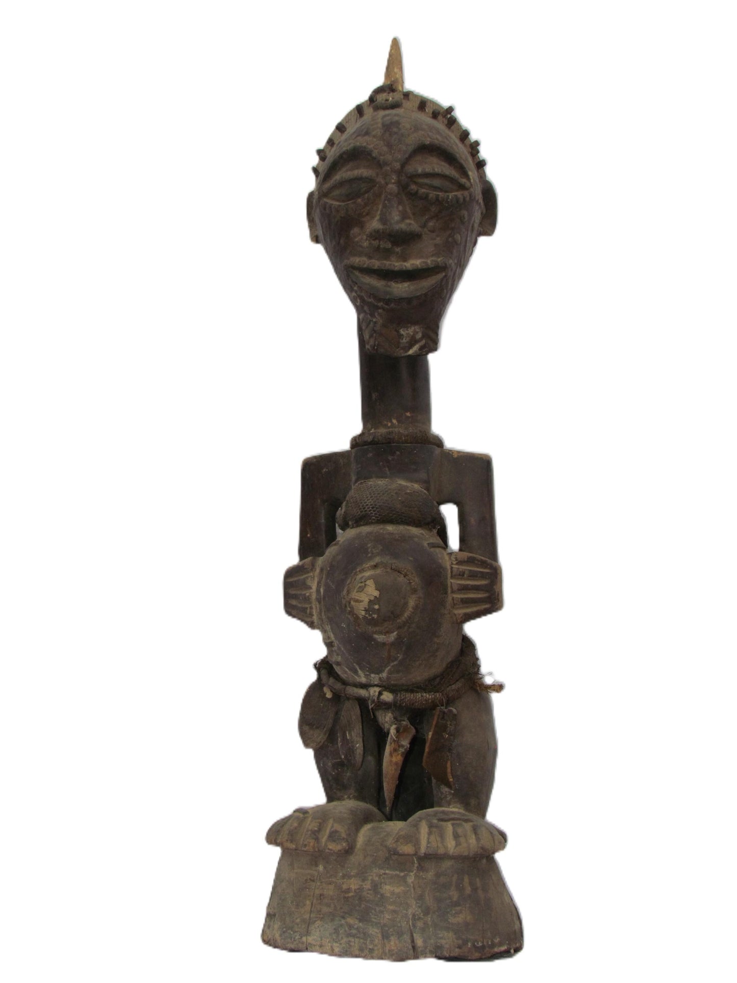 Statue antique de la tribu Songye, sculpture originale en bois du Congo sculptée à la main, figure de pouvoir africaine Manjiante, art rituel vintage