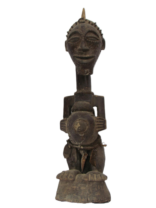 Statue antique de la tribu Songye, sculpture originale en bois du Congo sculptée à la main, figure de pouvoir africaine Manjiante, art rituel vintage