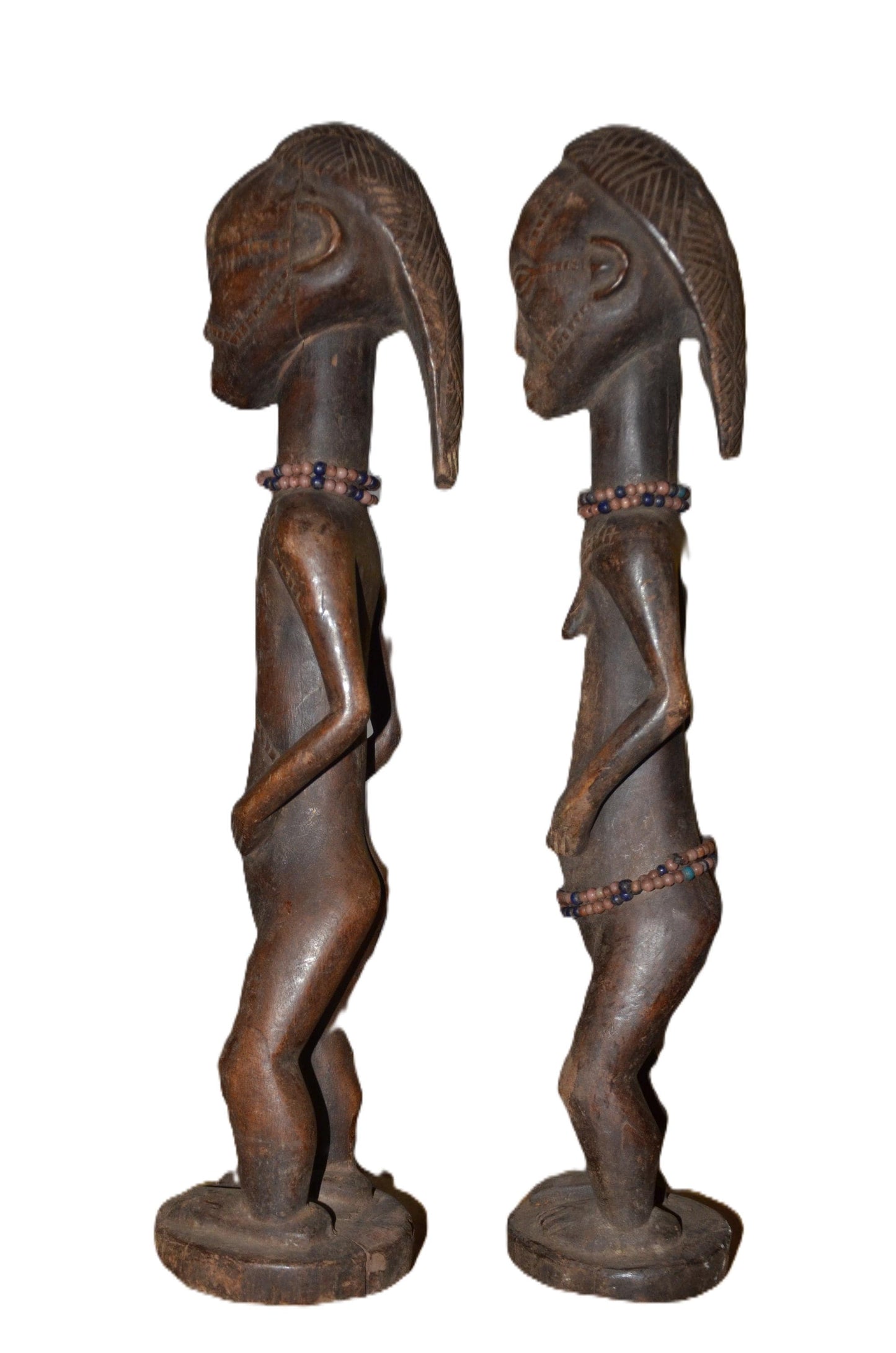 Tabwa Couple Statue | Authentic African Ancestral Art | Tribal Wood Carving