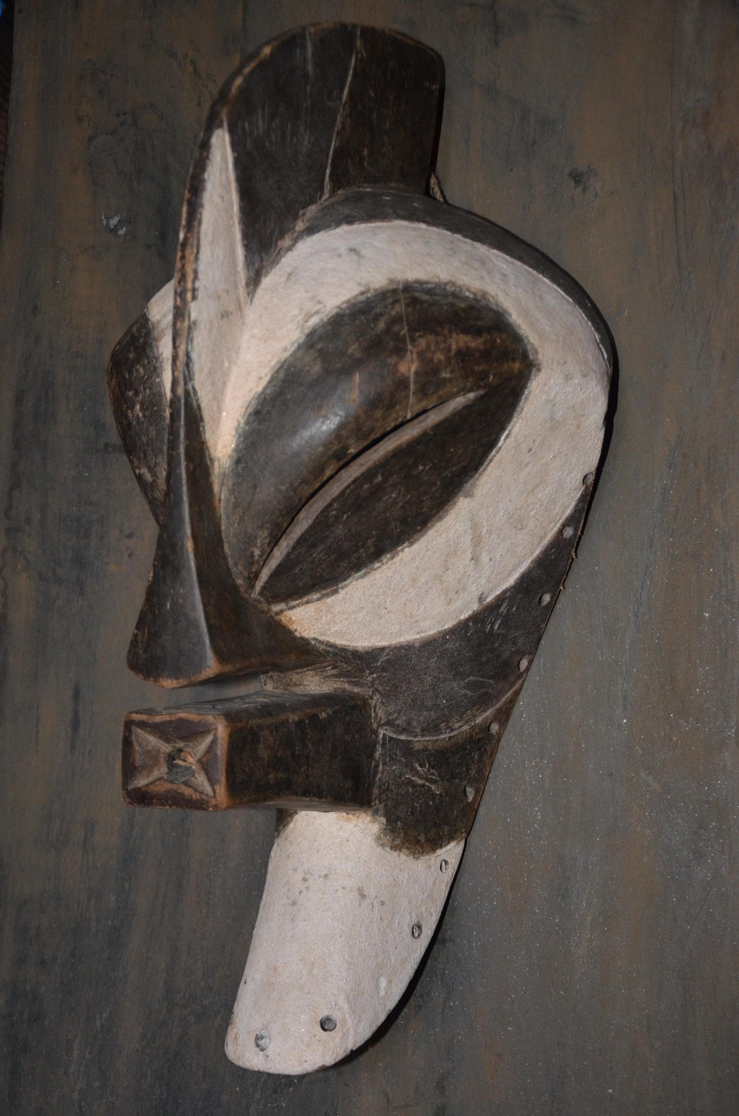 Hand Carved Songye Kifwebe Mask – Traditional African Wood Sculpture, Striking Tribal Art Decor Accent (Stand Not Included)