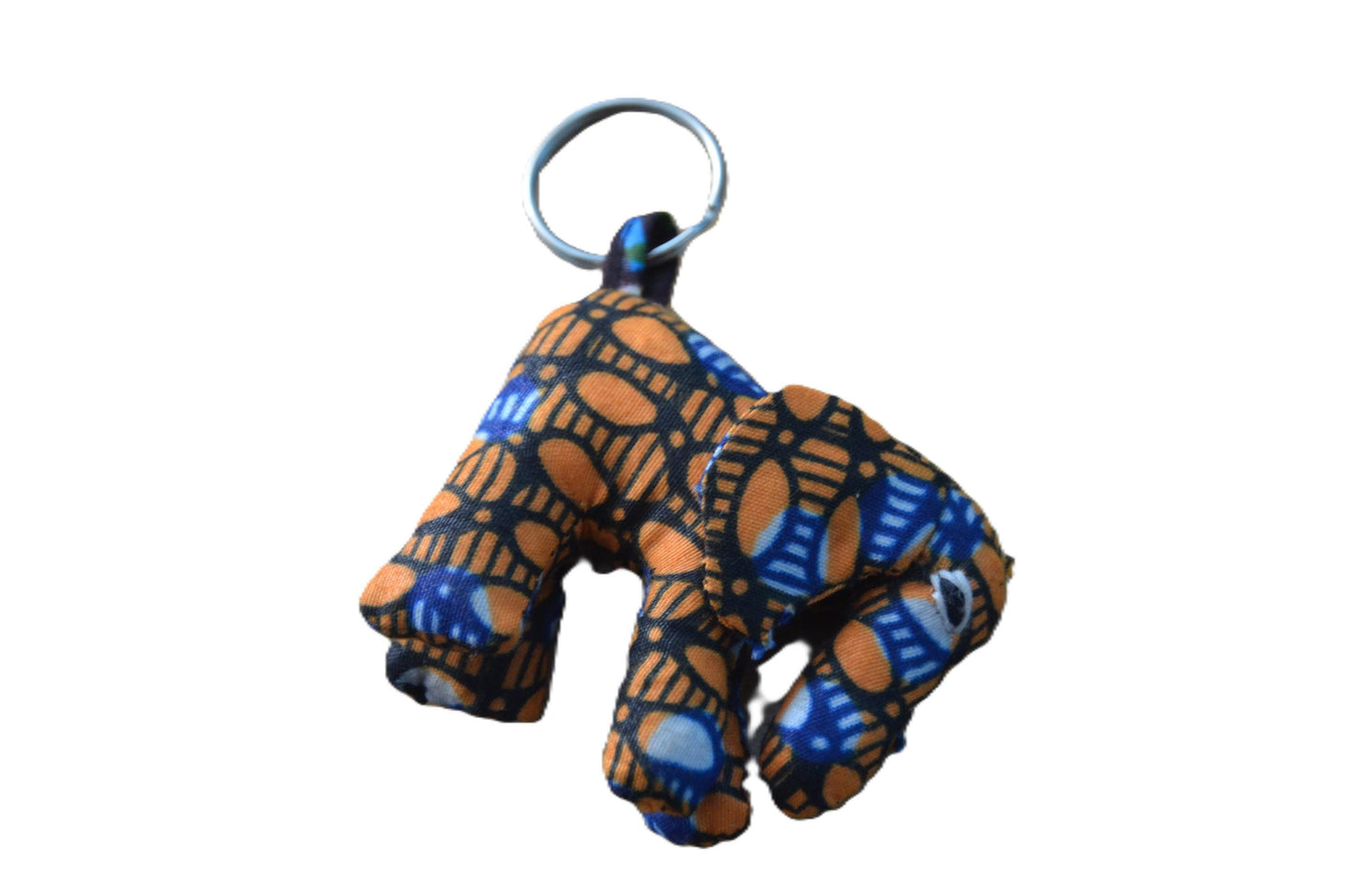 Handmade Elephant Ankara Keyholder, African Wax Print Fabric Keychain, Boho Safari Animal Bag Charm