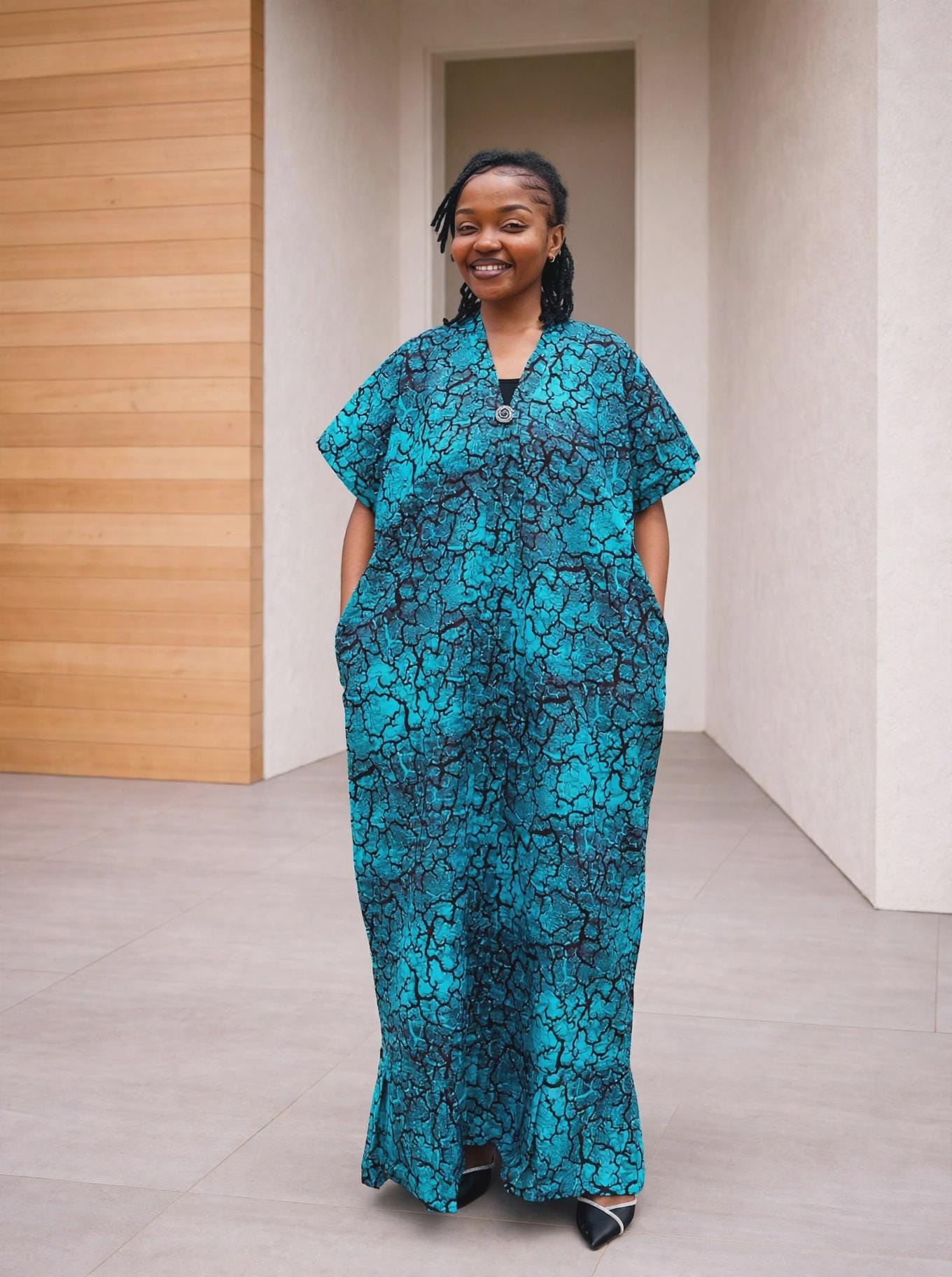 Adire Silk Bubu Dress | Free Size Tie Dye Caftan, Maxi Dress
