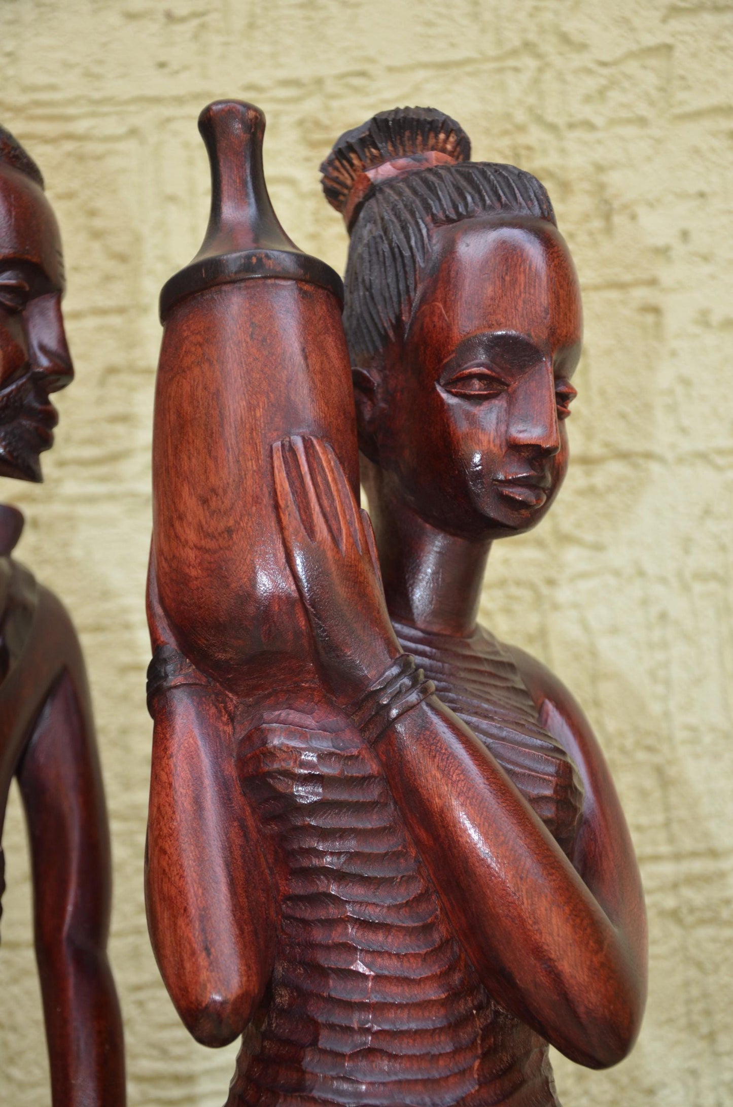 Pair of Hand-Carved African Wooden Sculptures | Tribal Art