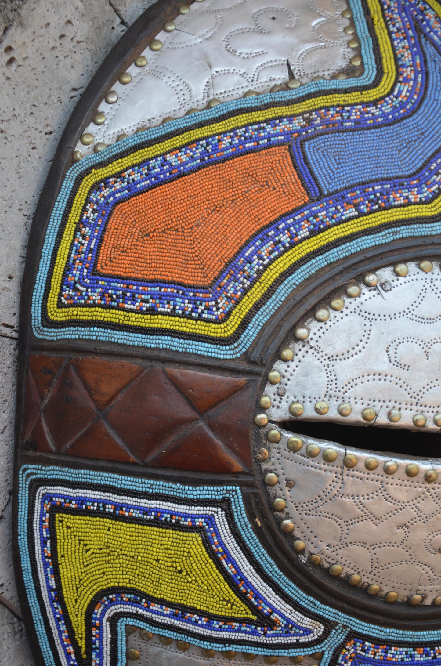 Marka-Styled Ghanaian Mask | Large Decorative Metal-Clad Art