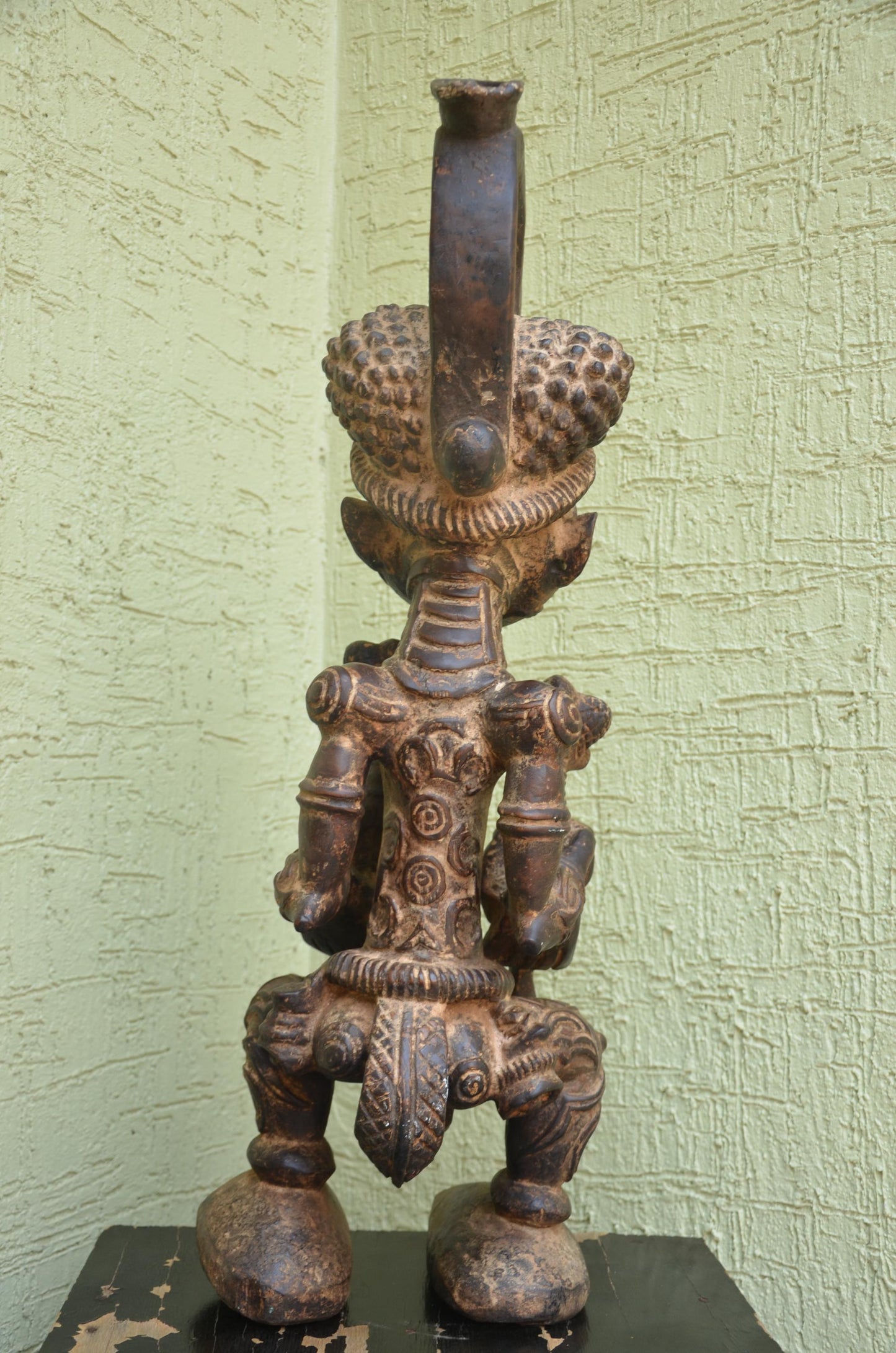 Lulua Maternity Figure â€“ 31" Hand-Carved Wood Congo Mother Twin Statue â€“ Art.