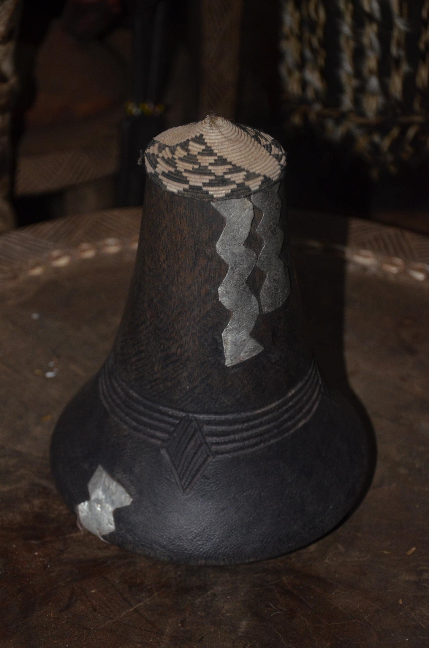 Hand-Carved Rwandan Icyansi Wooden Milk Jug | Ancestral Dairy Art Sculpture