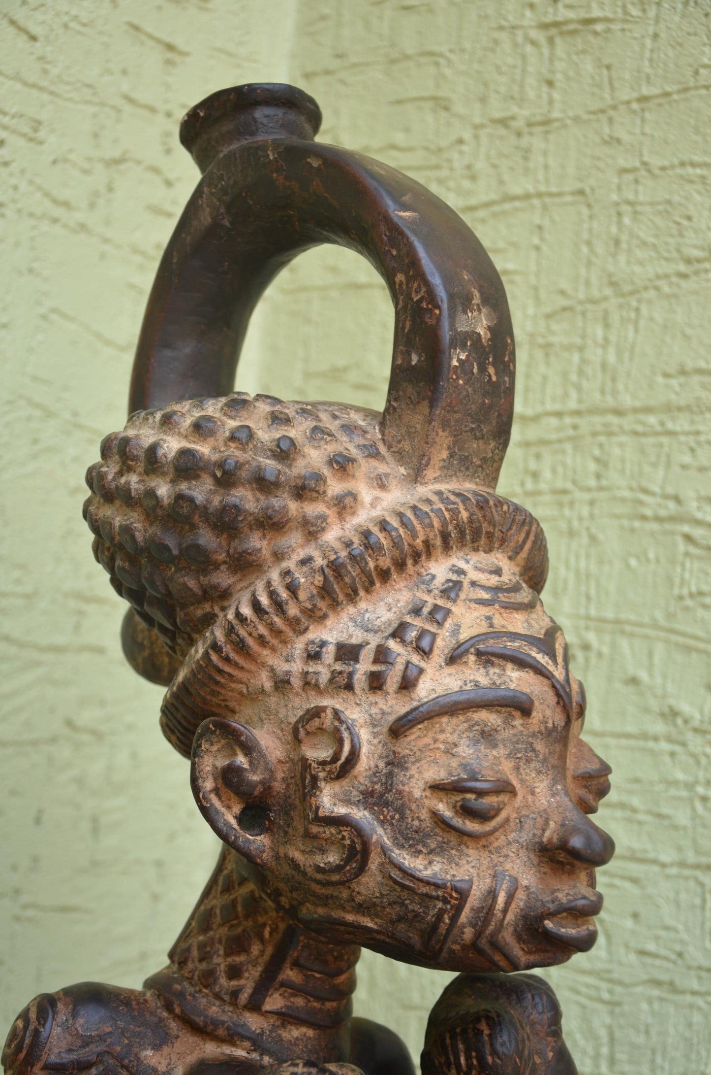 Lulua Maternity Figure â€“ 31" Hand-Carved Wood Congo Mother Twin Statue â€“ Art.