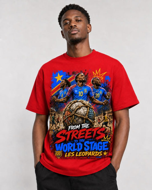 DRC Les Leopards T-Shirt, Congo Football Fan Shirt, From the Streets to the World Stage Tee, DRC Pride Shirt, Congo Soccer Tee