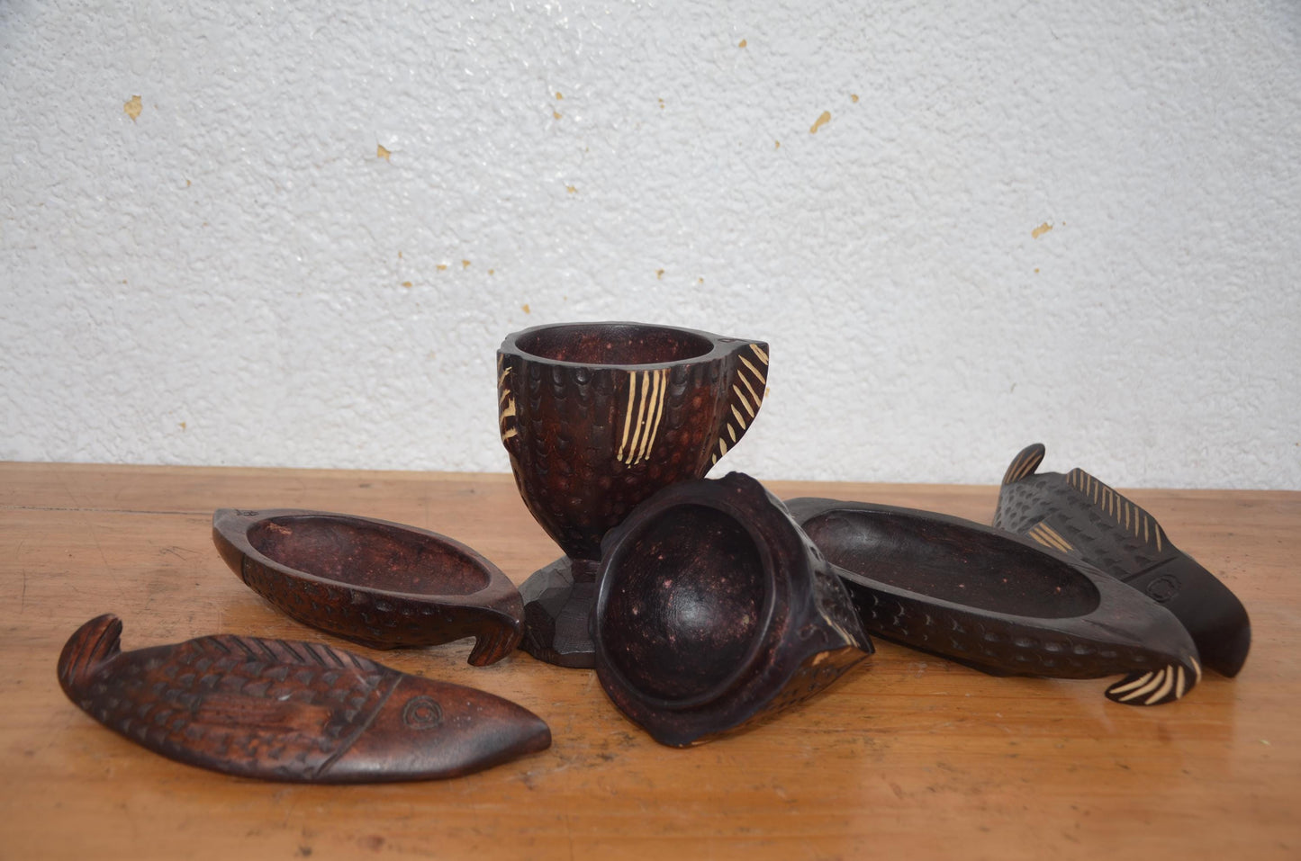 Hand-Carved Wooden Fish Trinket Box Set | Artisan African Decorative Jewelry Box
