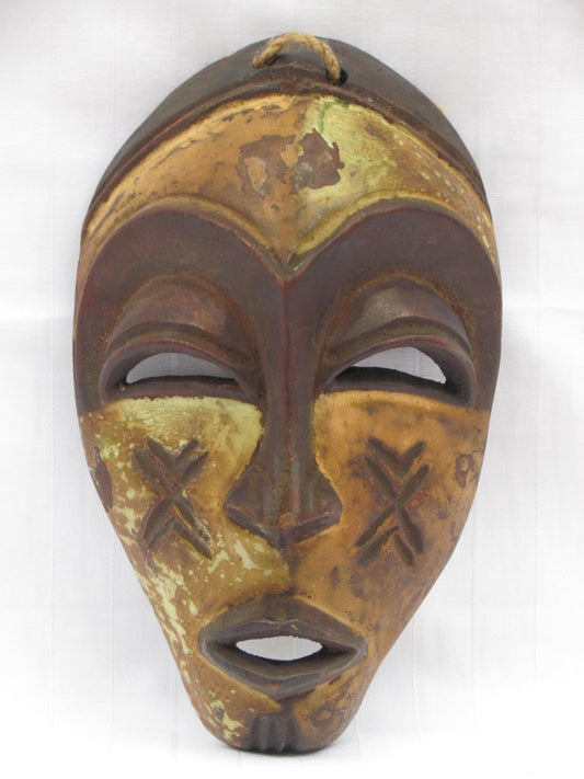 Vintage hand carved wall hanging African traditional wooden mask from D.R.C