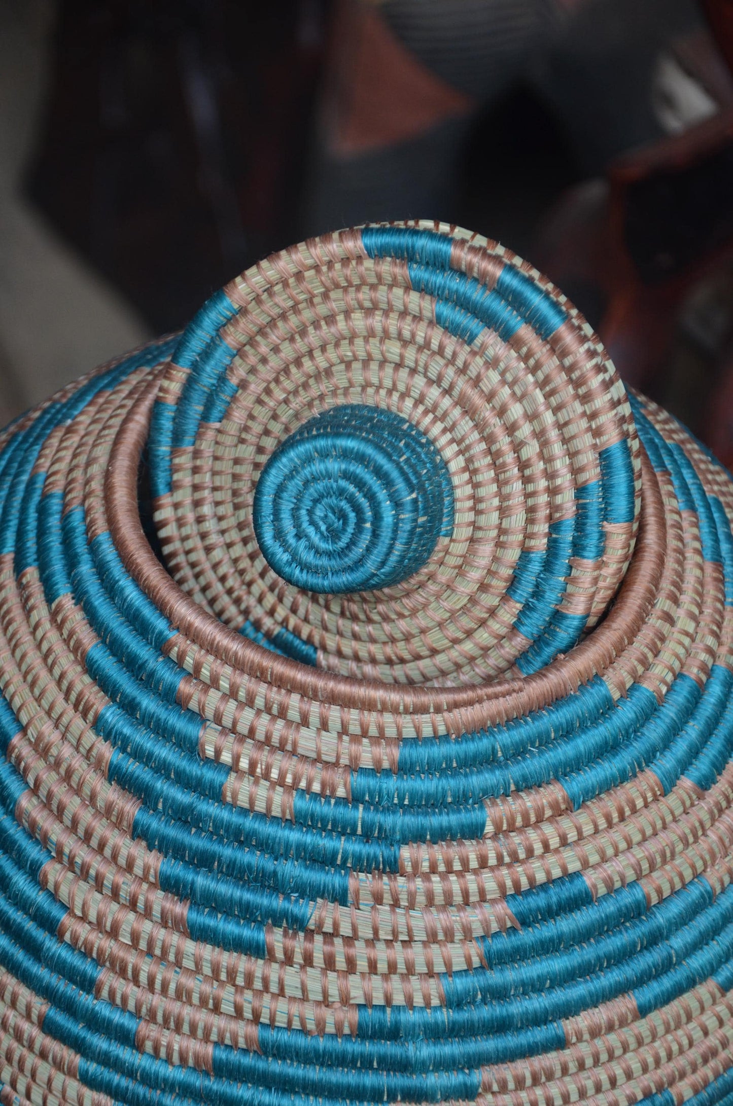 Authentic Rwandan Lidded Basket | Hand-Woven Storage | Global Artisan Decor