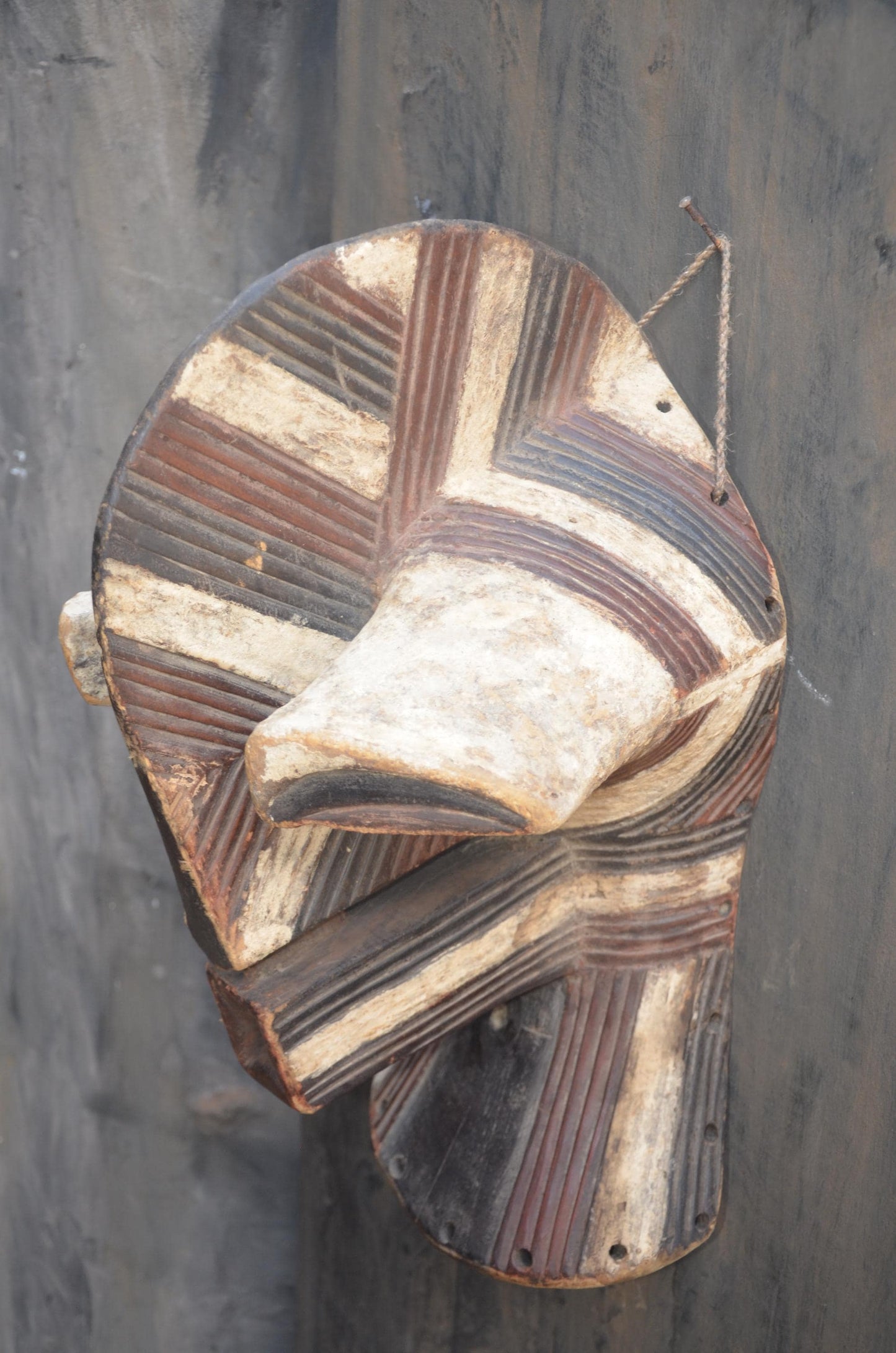 Songye Kifwebe Mask - 21" Authentic Male Masoko Mask, Large Congo Tribal Wall Sculpture and African Collectible Art