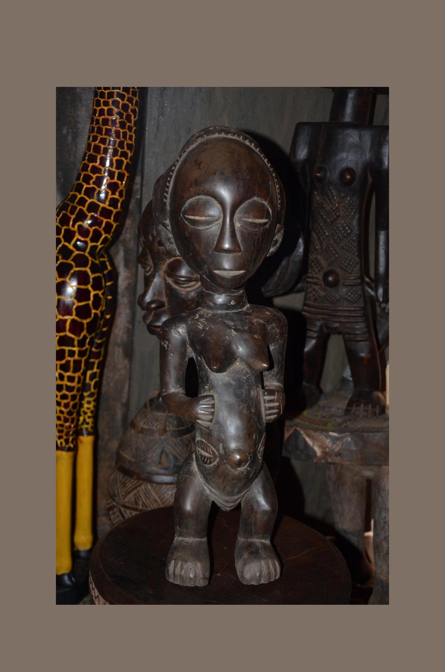 Luba Female Ancestor Fertility Figure - 29" Authentic Congo Wood Statue, Prestige Tribal Art, High-End African Sculpture