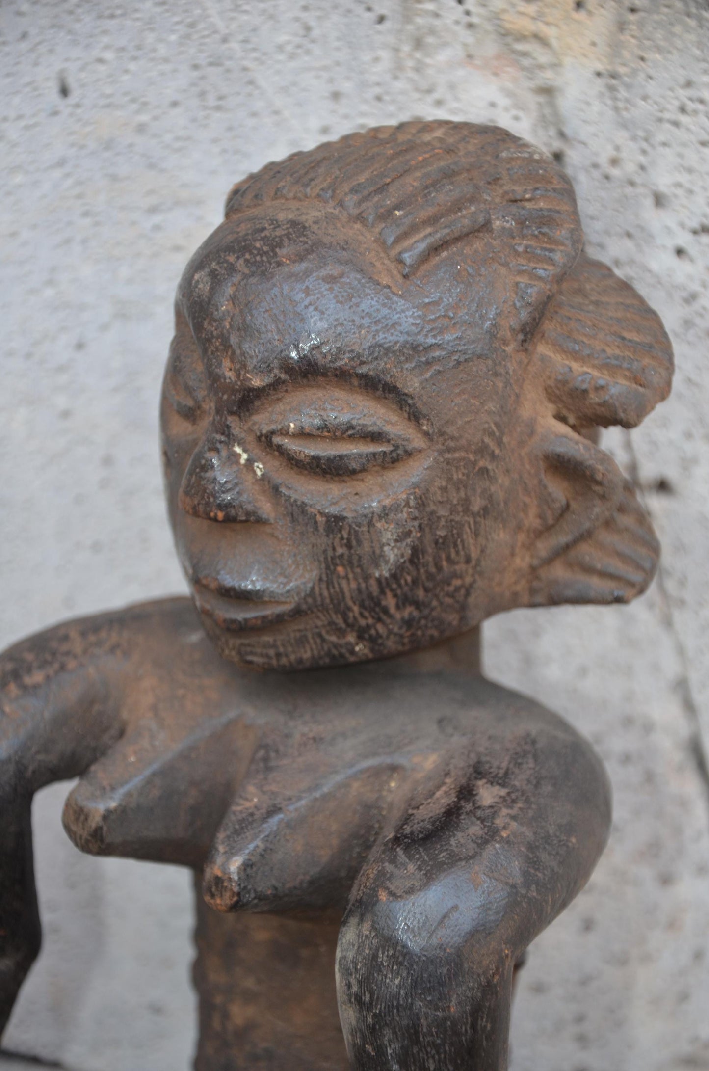 Authentic Luba Bowl Bearer Statue | Congolese Tribal Art | Hand-Carved