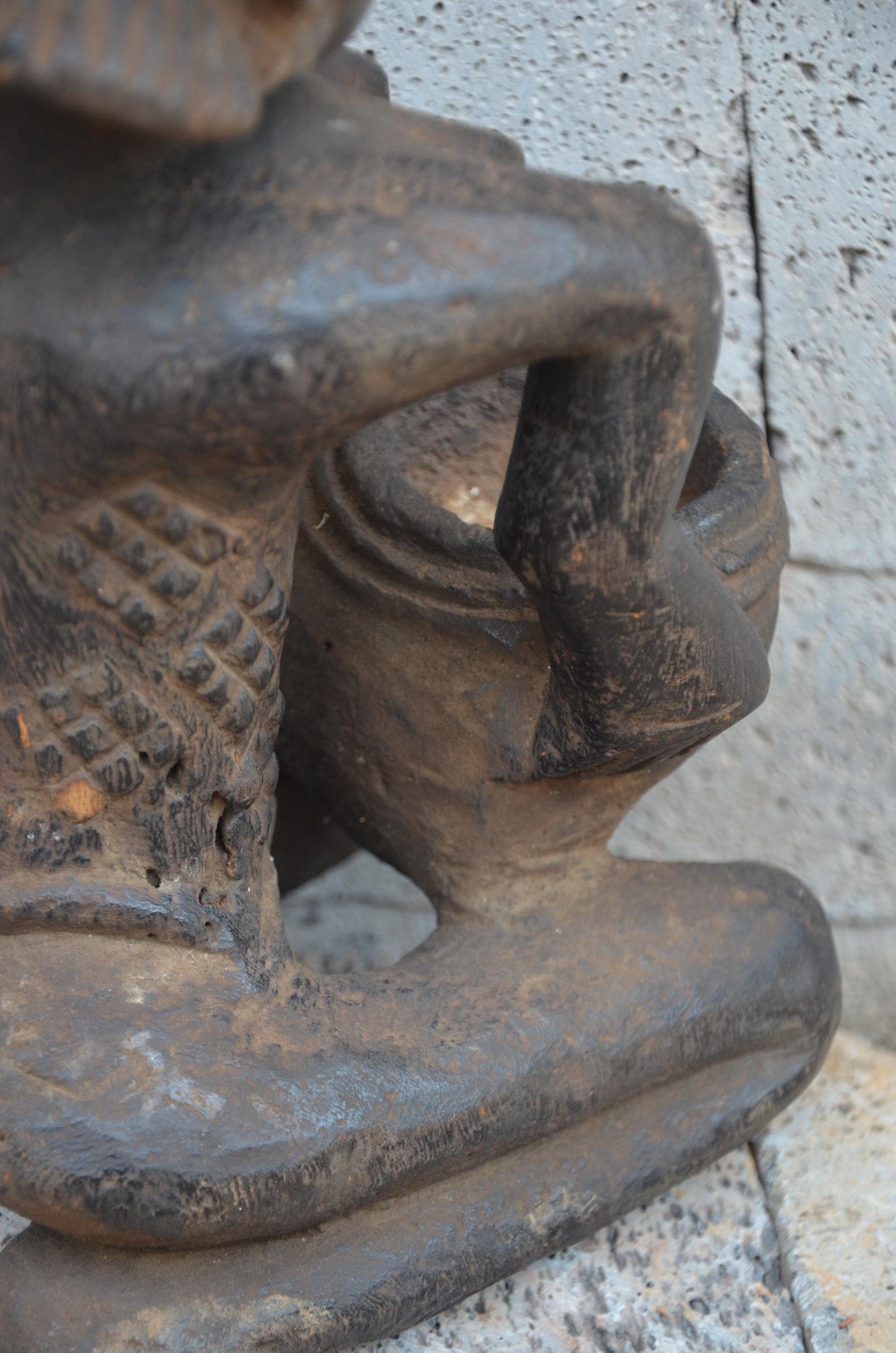 Authentic Luba Bowl Bearer Statue | Congolese Tribal Art | Hand-Carved