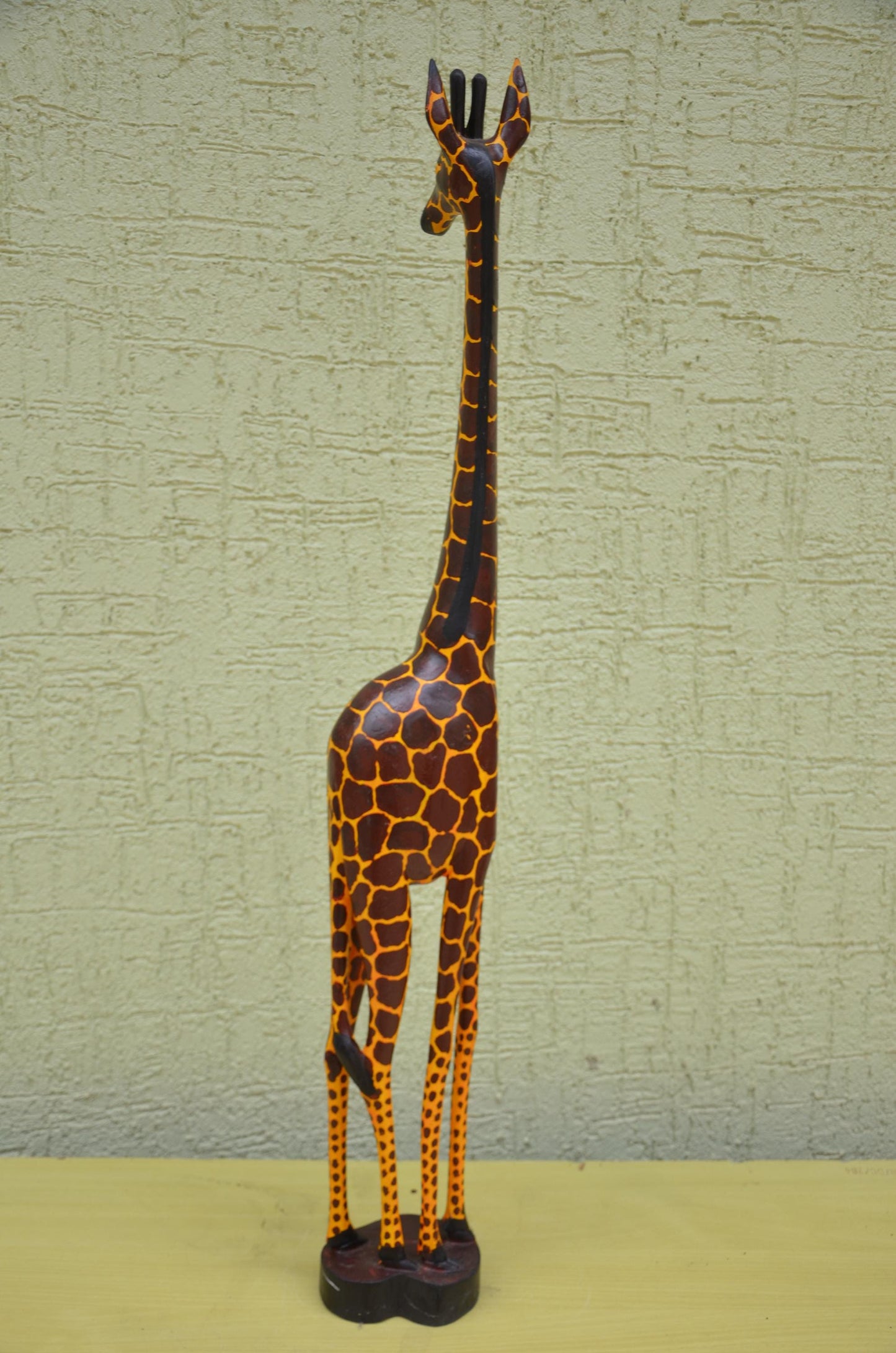 Hand-Painted African Wooden Giraffe Sculpture | Safari Art