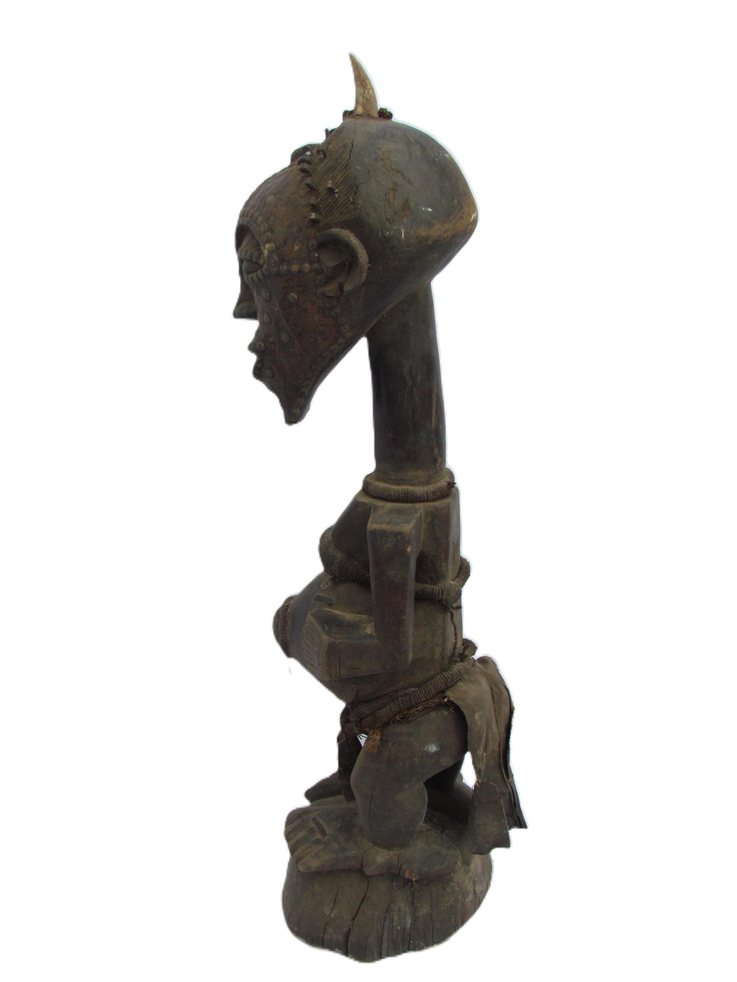 Male Songye Statue – 34" Large Congo Power Figure Mankishi – Tribal Art