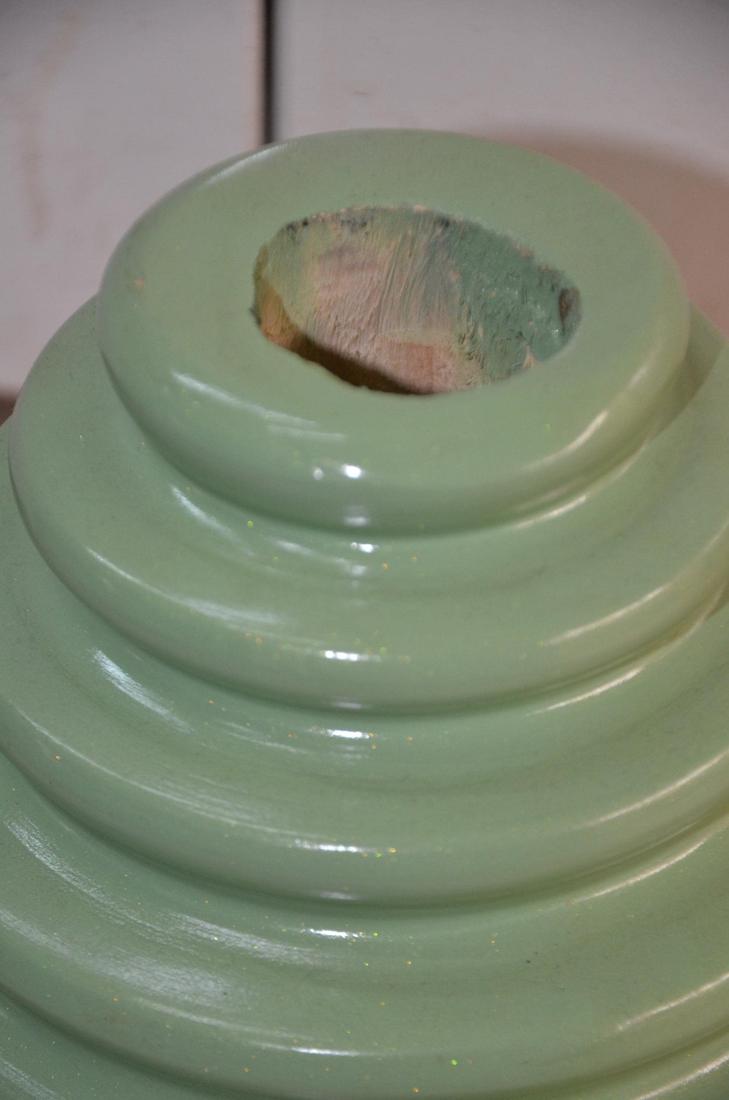 Authentic Venini Deco Glass Vase | Murano Italy Sage Mint Green Fluted Vessel