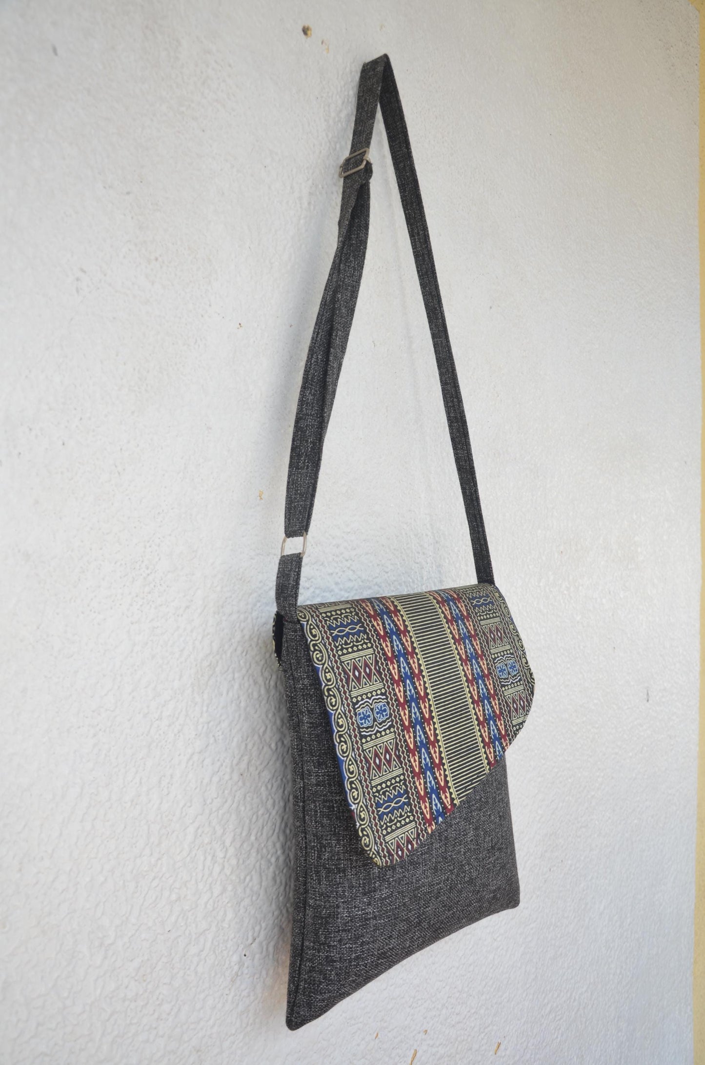 Handmade African Print Crossbody Messenger Bag | Fold-Over Tribal Shoulder Bag