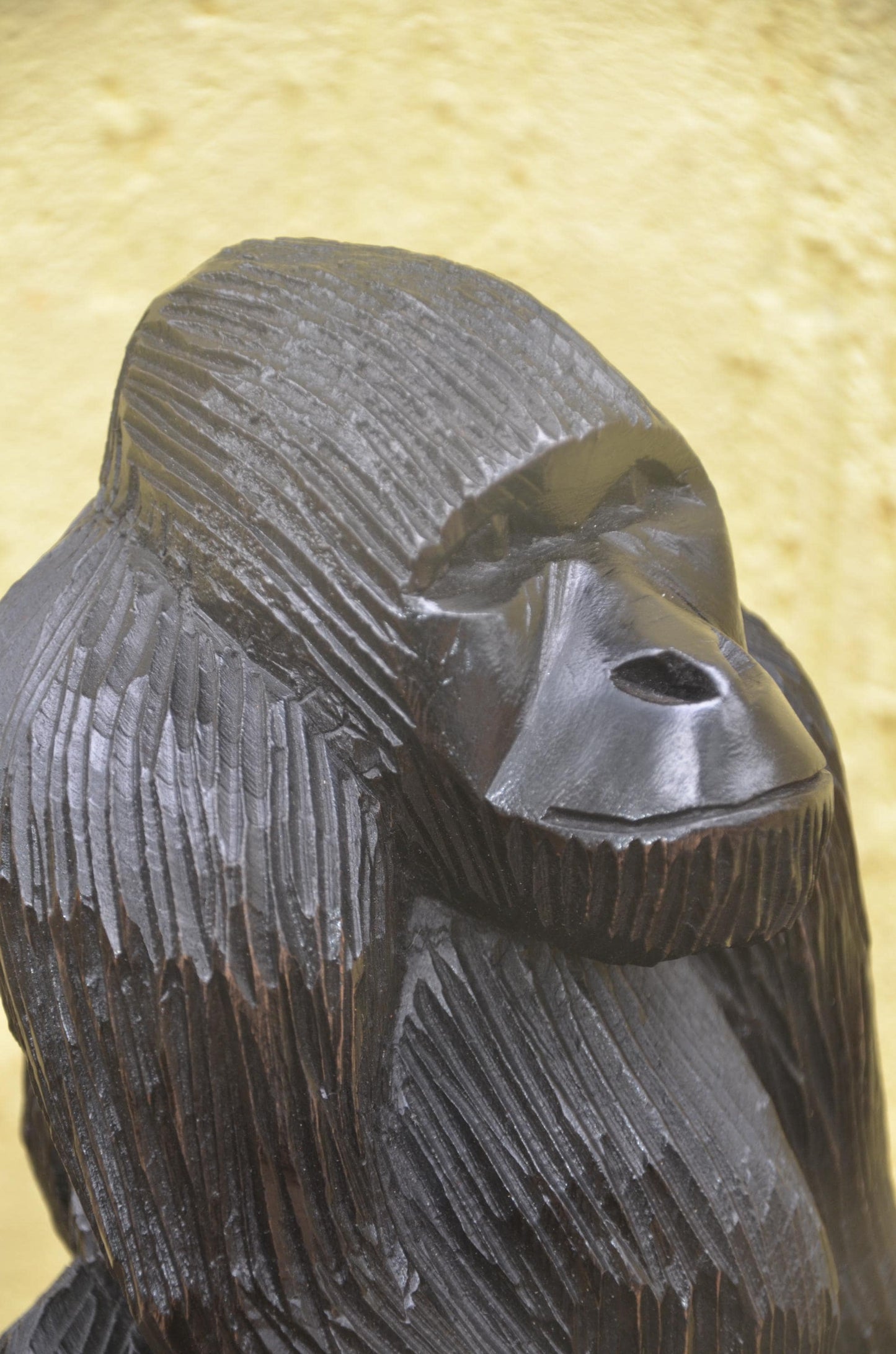 Hand-Carved African Wooden Gorilla with Baby Sculpture