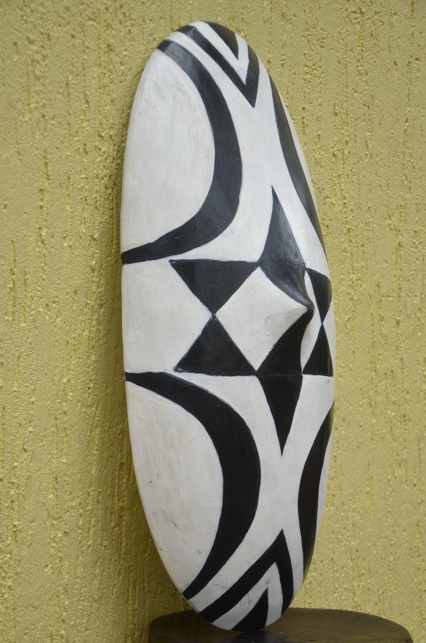 Rwandan Intore Shield – 30" Hand-Painted Wood Dance Shield – Tribal Decor
