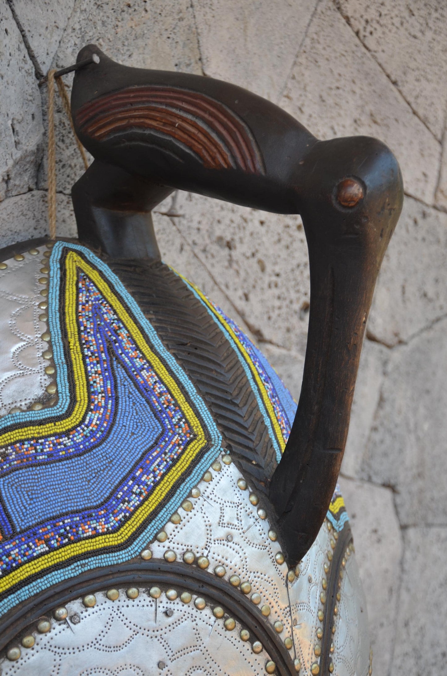 Marka-Styled Ghanaian Mask | Large Decorative Metal-Clad Art