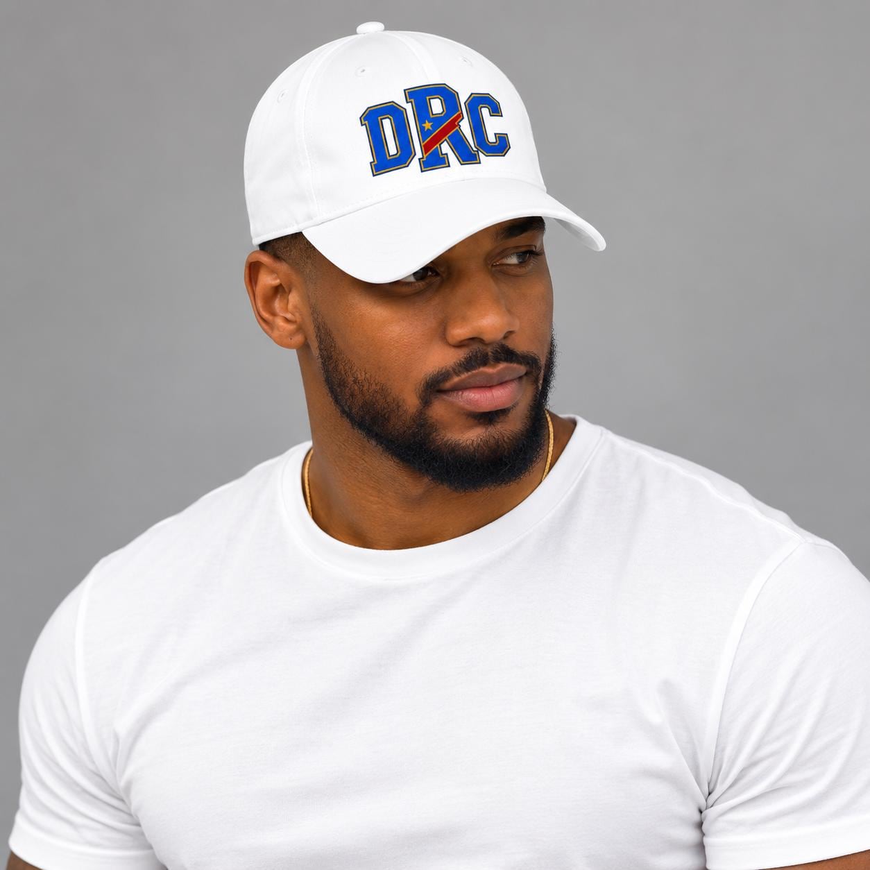 DRC Baseball Cap | Democratic Republic of Congo Hat | Congo Flag Cap | White Dad Hat | African Pride Hat | Unisex Adjustable Cap