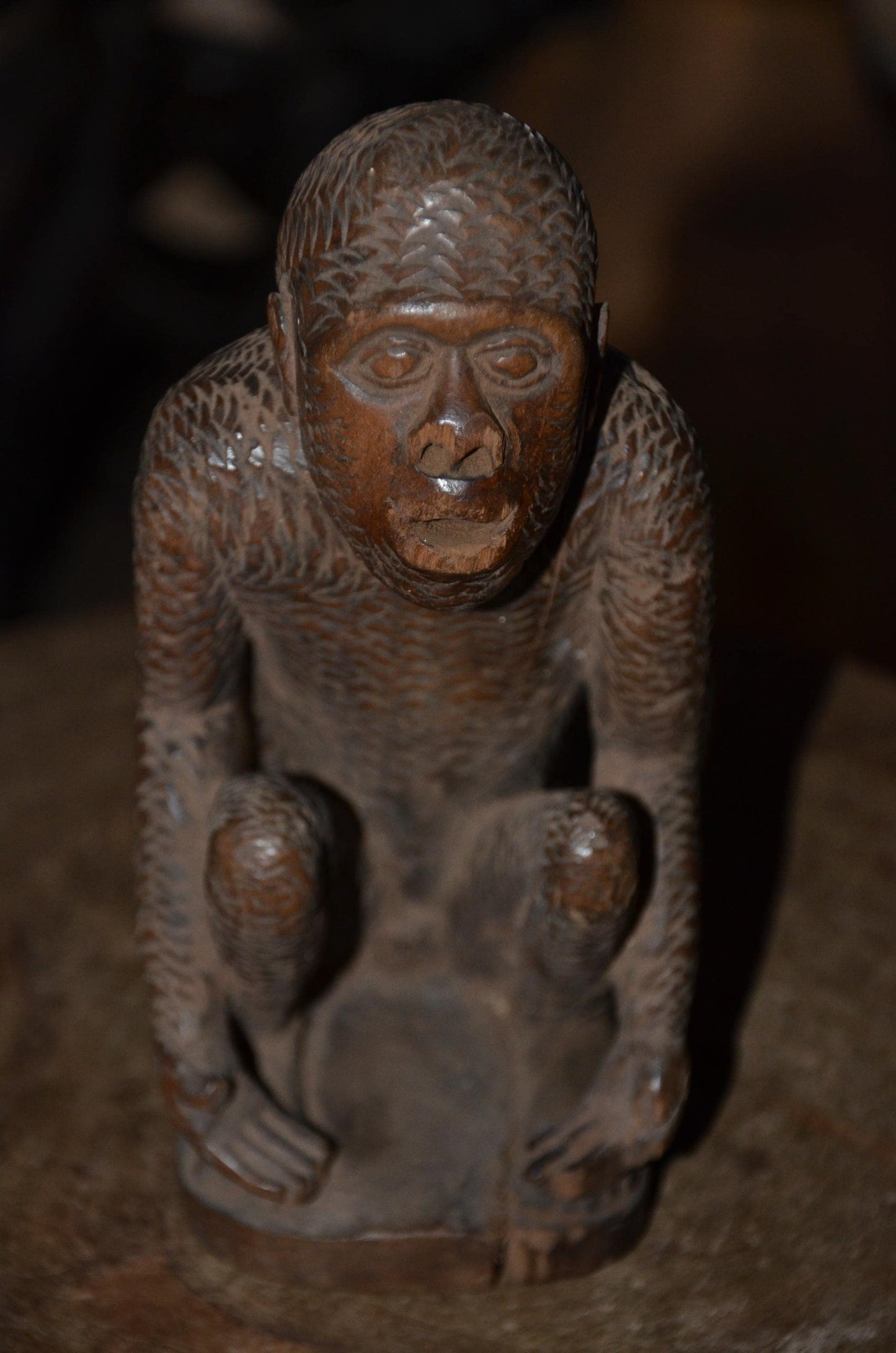 Luba Monkey Sculpture | Hand-Carved Tribal Figure | Authentic African Wood Art