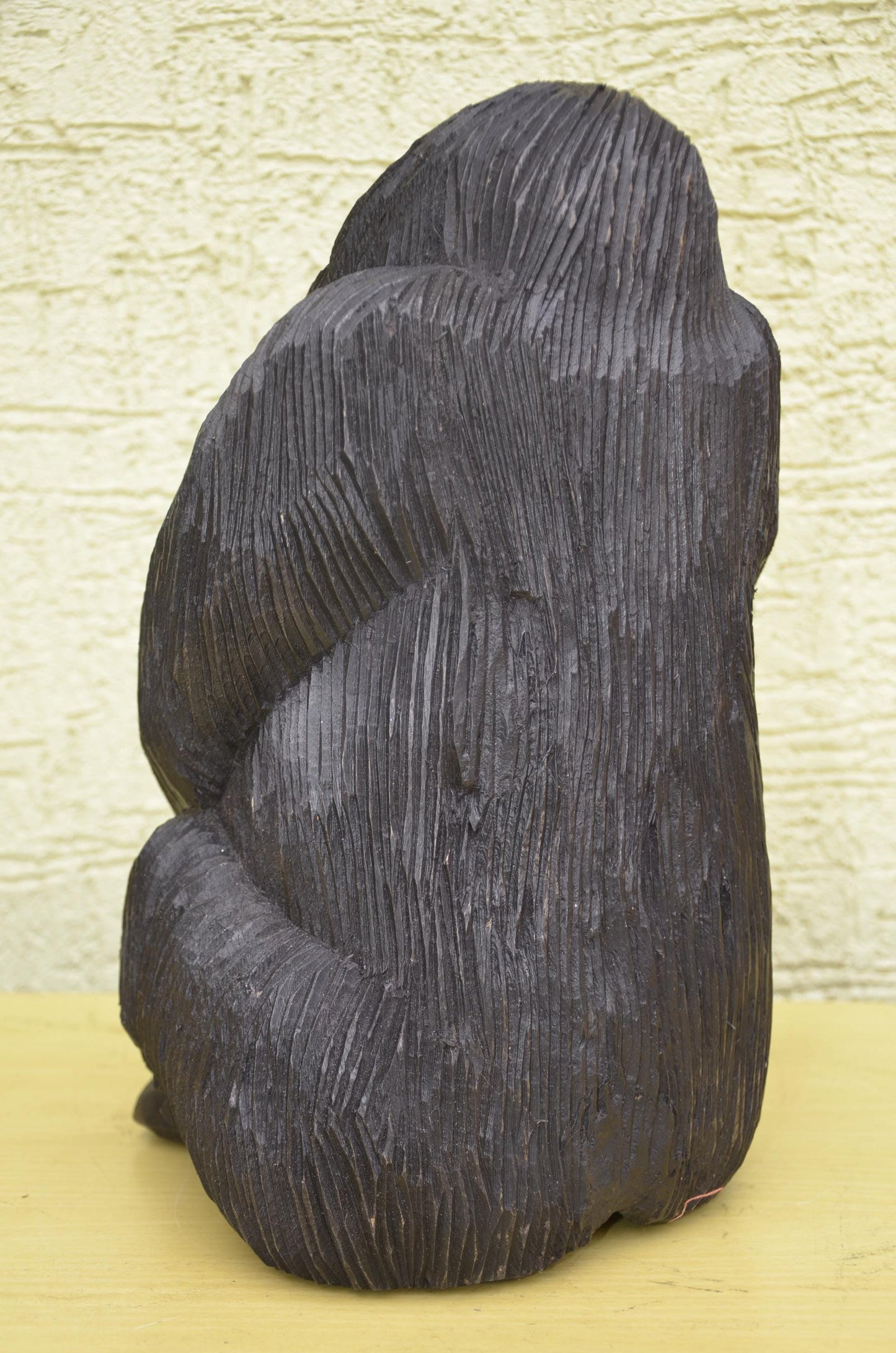 Seated Wooden Gorilla Maternity Sculpture | Wildlife Family Art Figurine