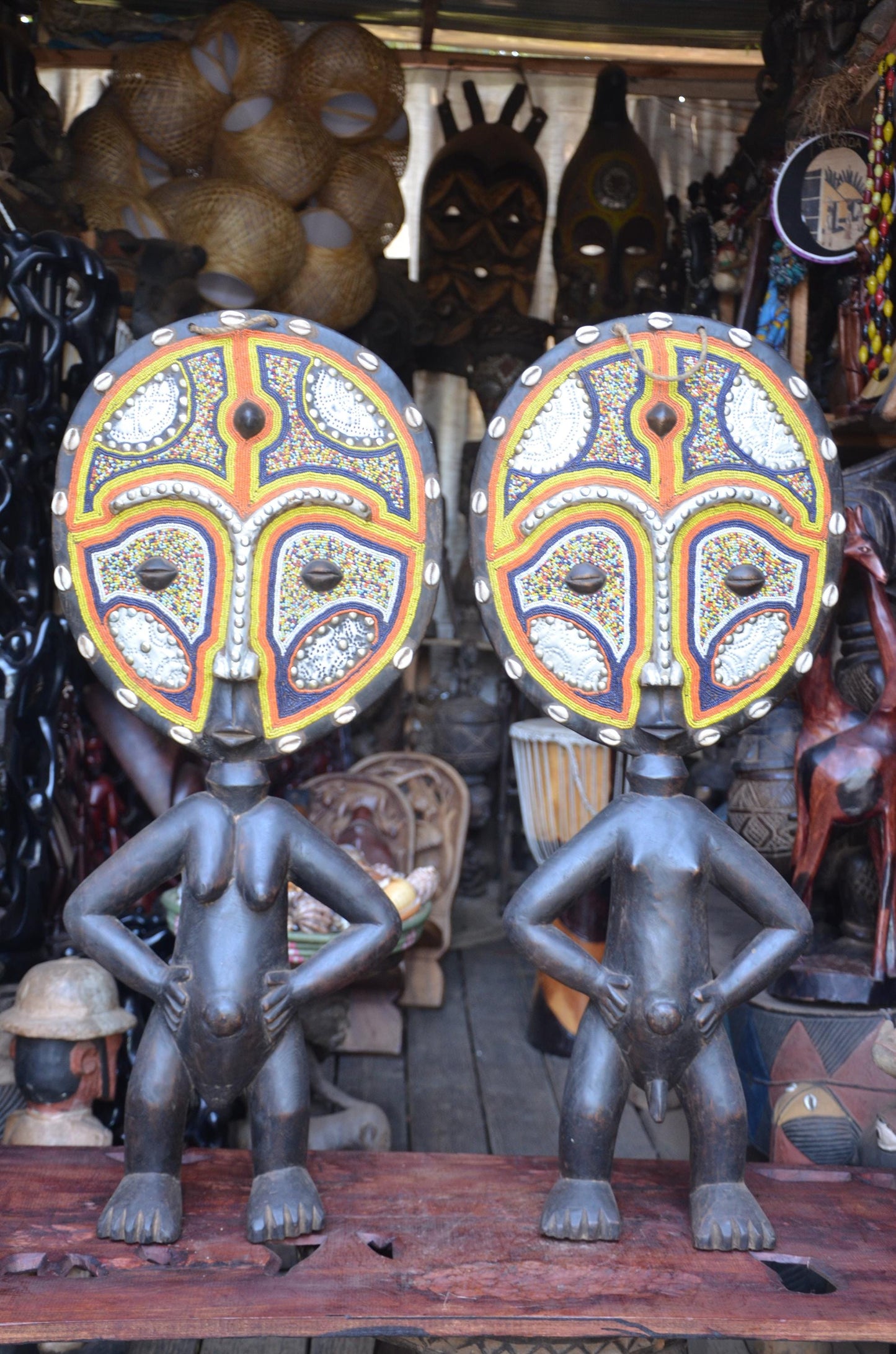 Namji Beaded Statues | King and Queen Set | Authentic African Tribal Art