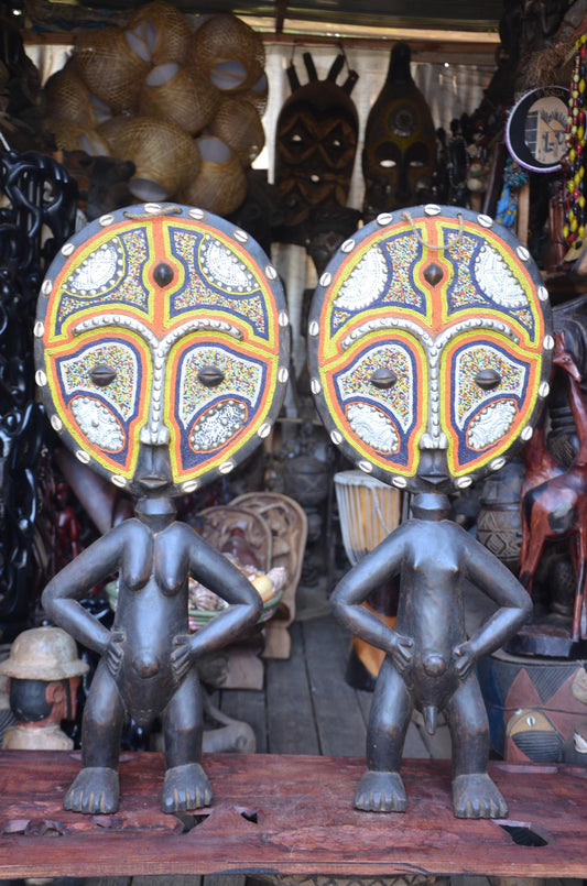 Namji Beaded Statues | King and Queen Set | Authentic African Tribal Art
