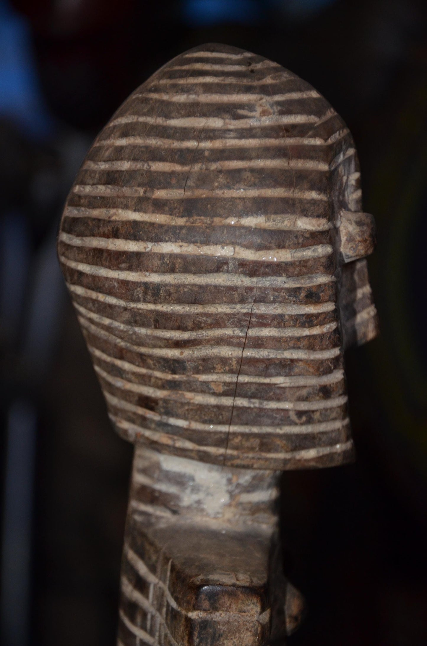 Metoko Initiation Figure - 16" Authentic Congo Kakungu Wood Statue, Striking Linear Scarification, Bukota Secret Society.