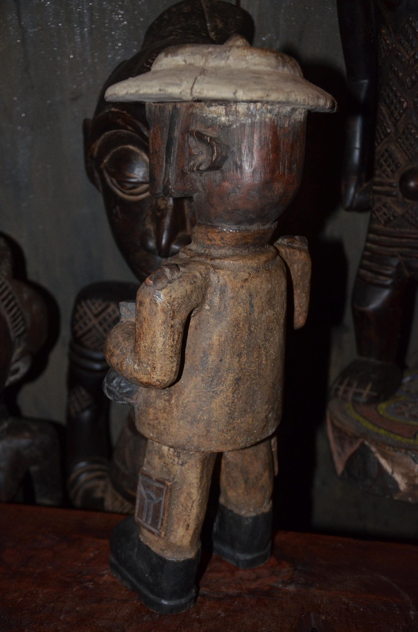 Colonial Era Wood Statue | Tax Collector Figure | Congolese Tribal Art
