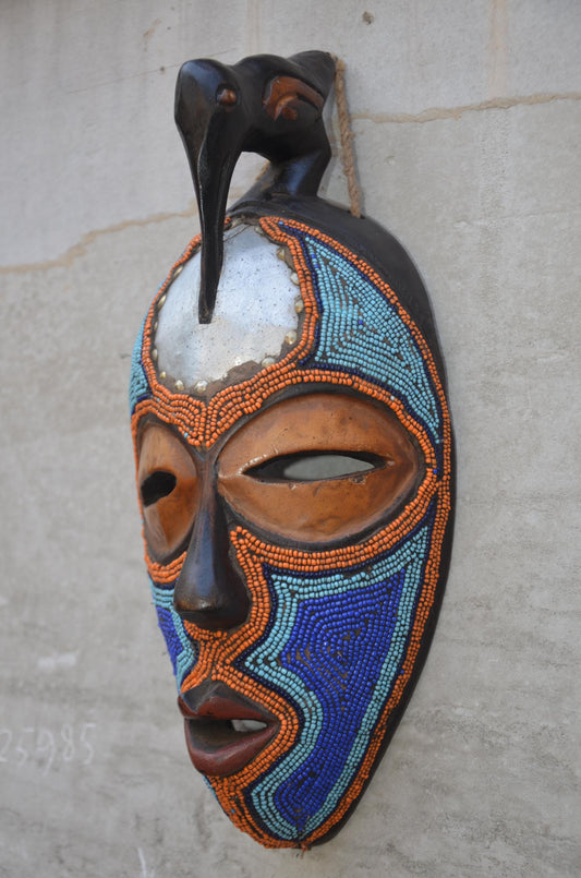 Authentic Bamum Beaded Mask | Cameroon Grassfields Art | Tribal Decor