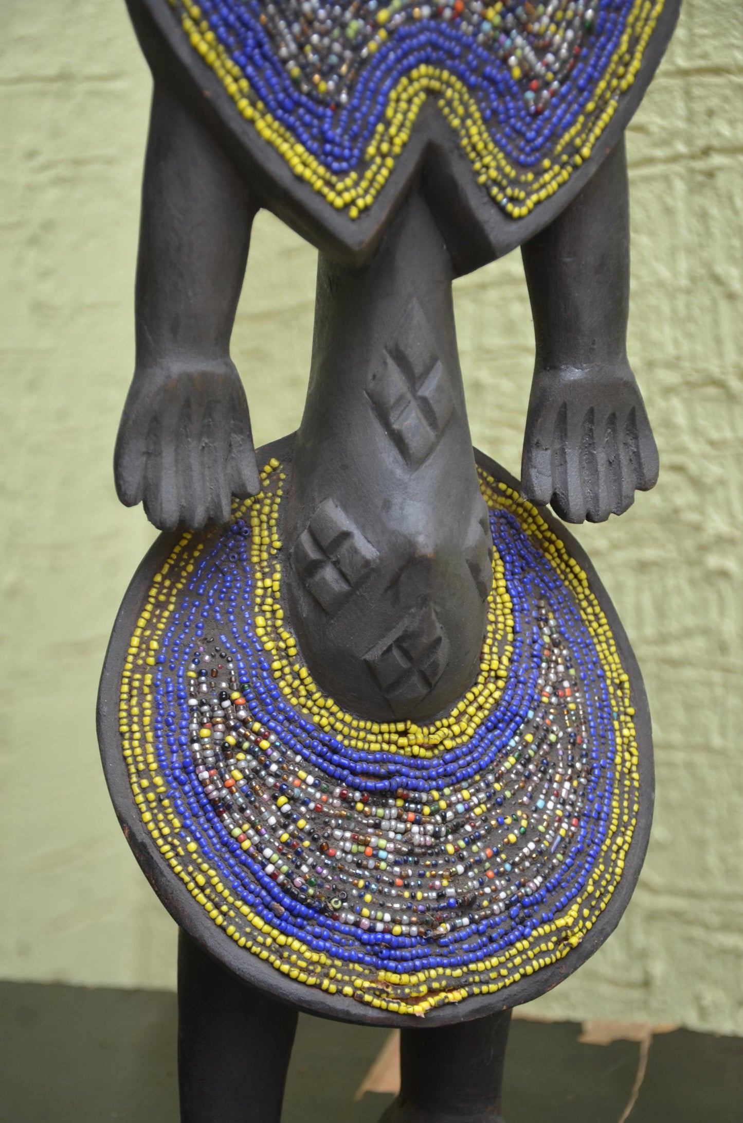 Namji Fertility Dolls â€“ 21" Hand-Carved Wood Cameroon Beaded Couple â€“ Art.