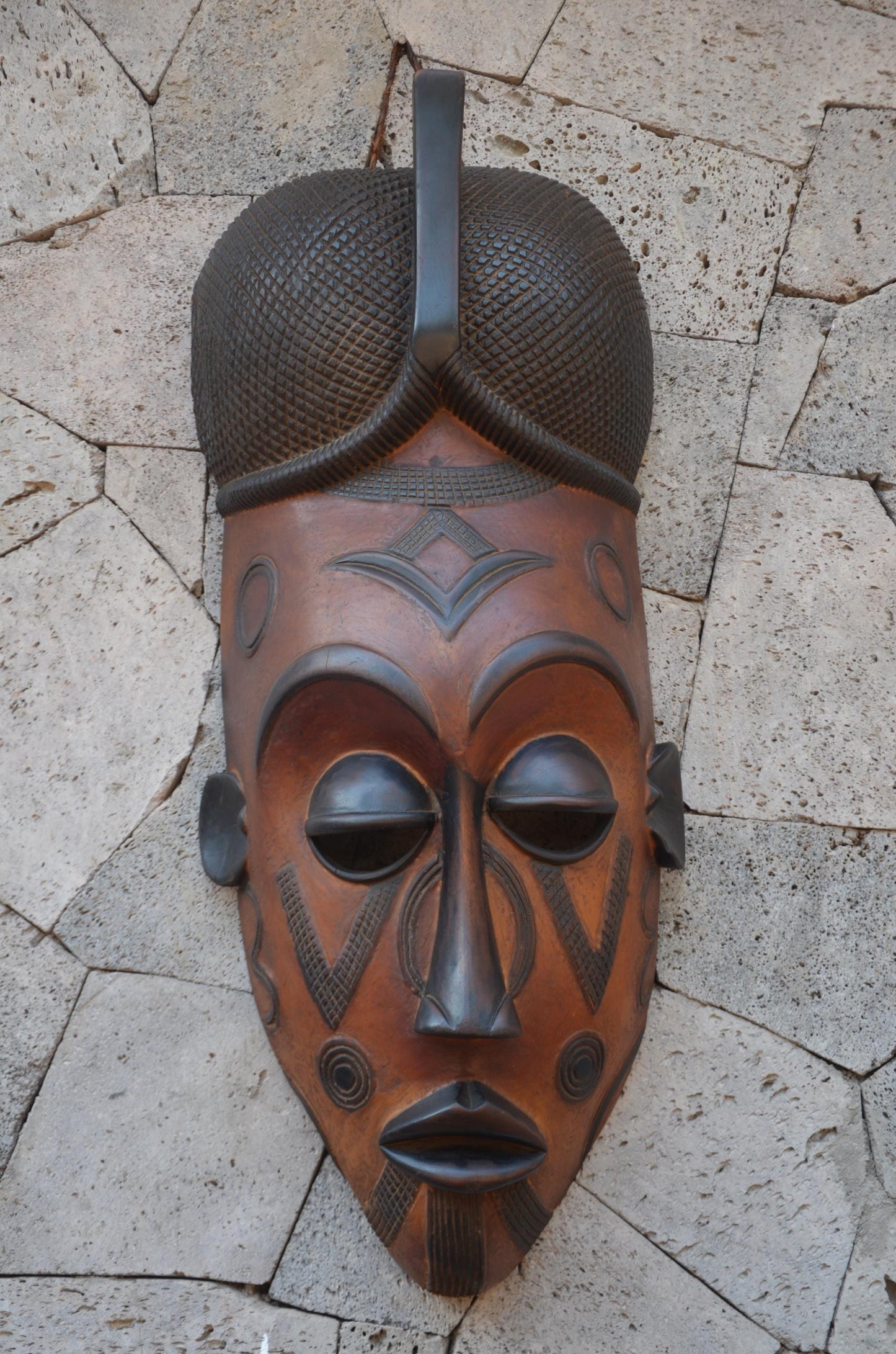 Authentic Chokwe-Style Mask | Elegant Angolan Tribal Wall Art