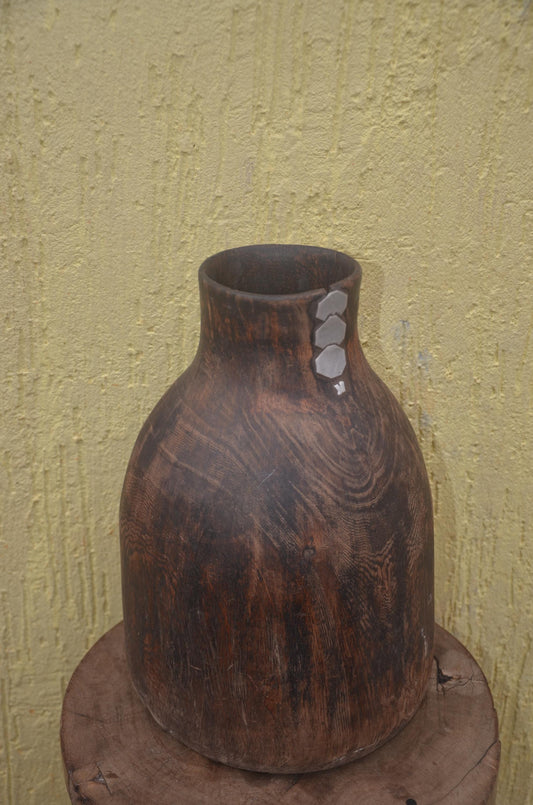 Authentic Rwandan Milk Vessel | Dark Brown Icyansi | Traditional Wood Art