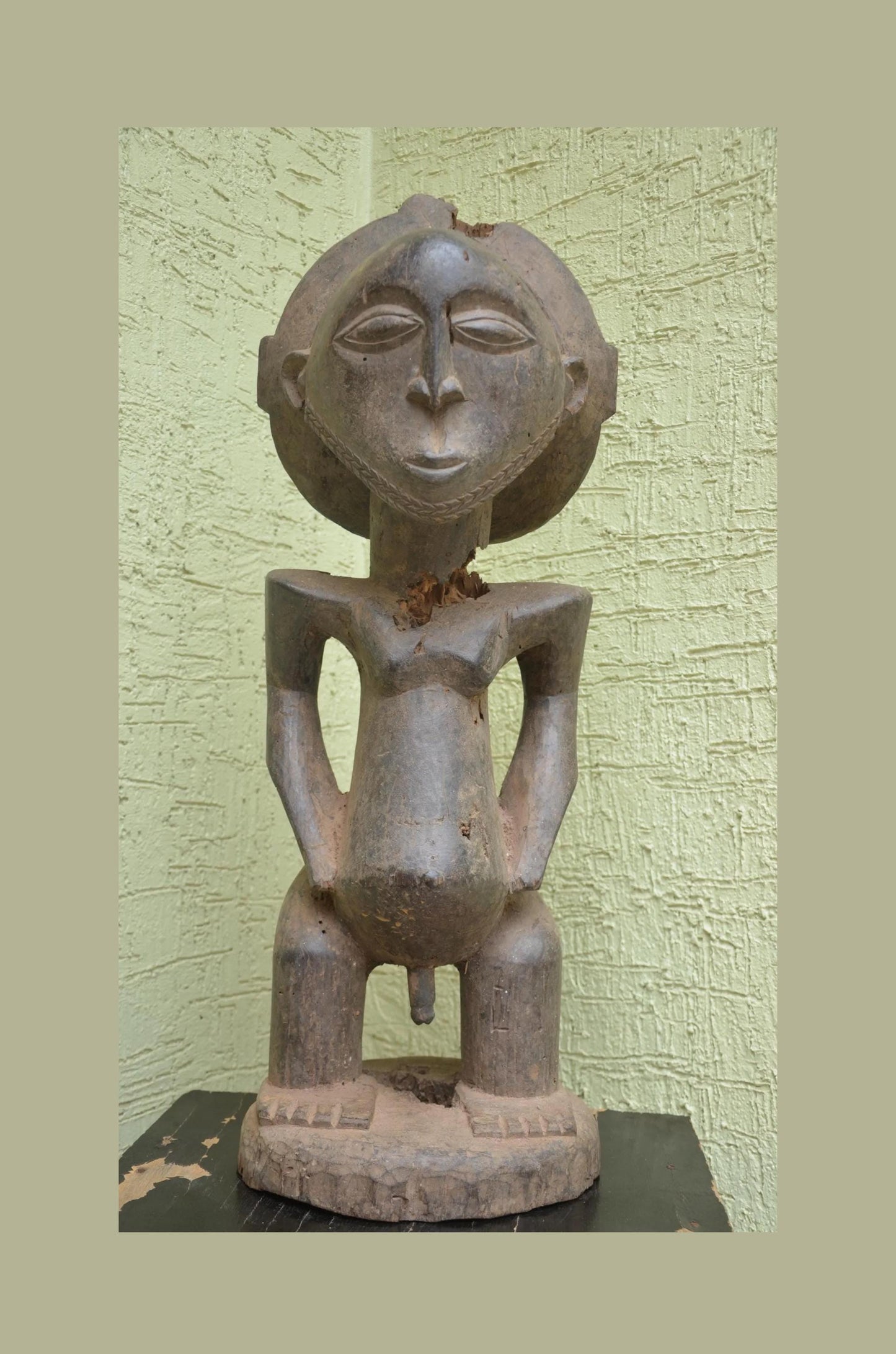 Luba-Hemba Statue â€“ 31" Hand-Carved Wood Ancestor Male Figure â€“ Congo Art.