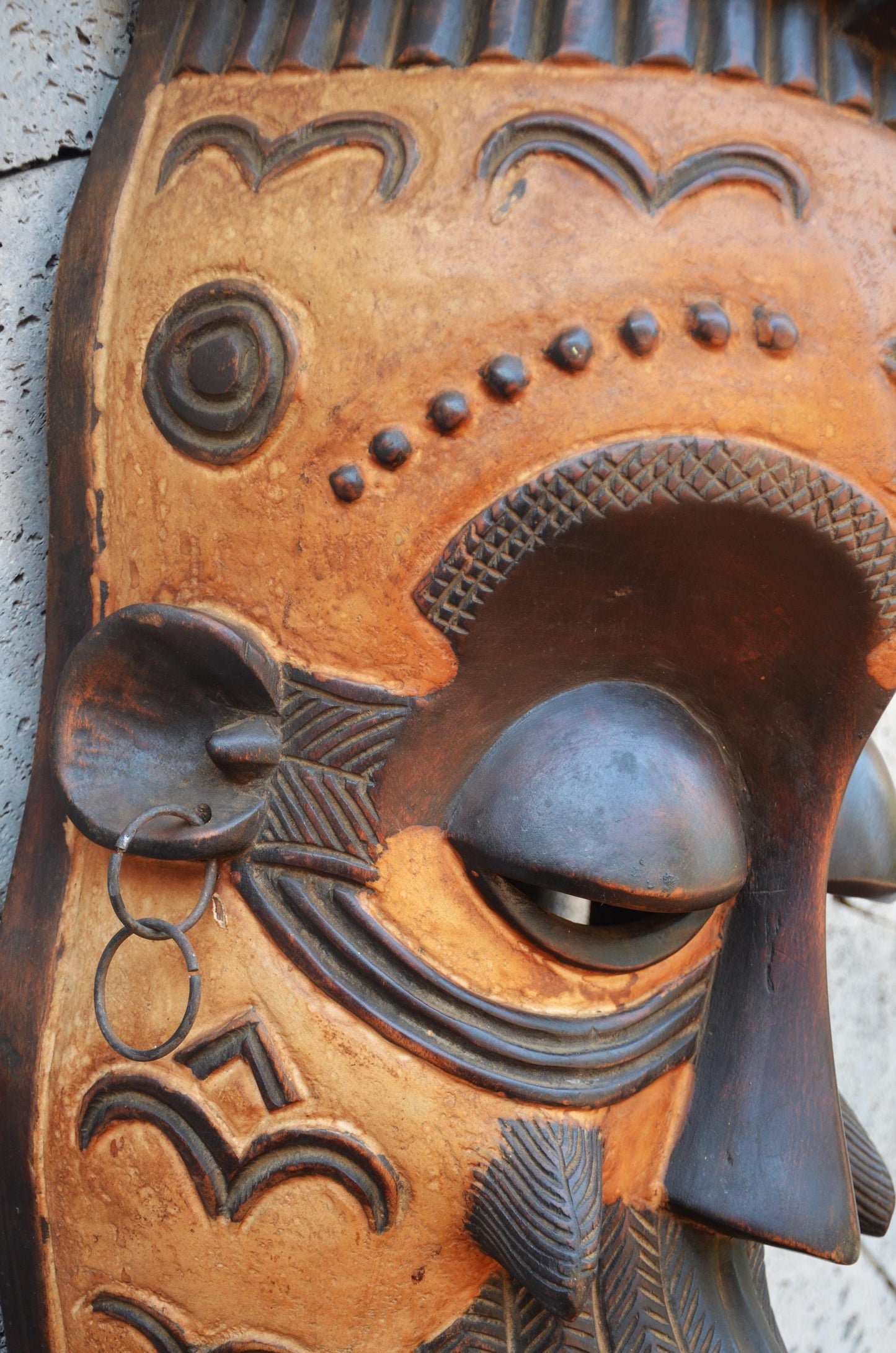 Authentic Lulua Helmet Mask | Congolese Tribal Art | Monumental