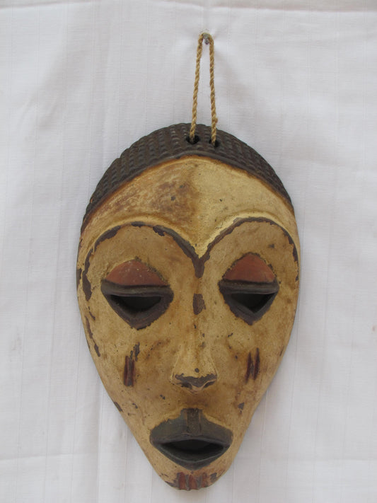 Vintage hand carved wall hanging African traditional wooden mask from D.R.C